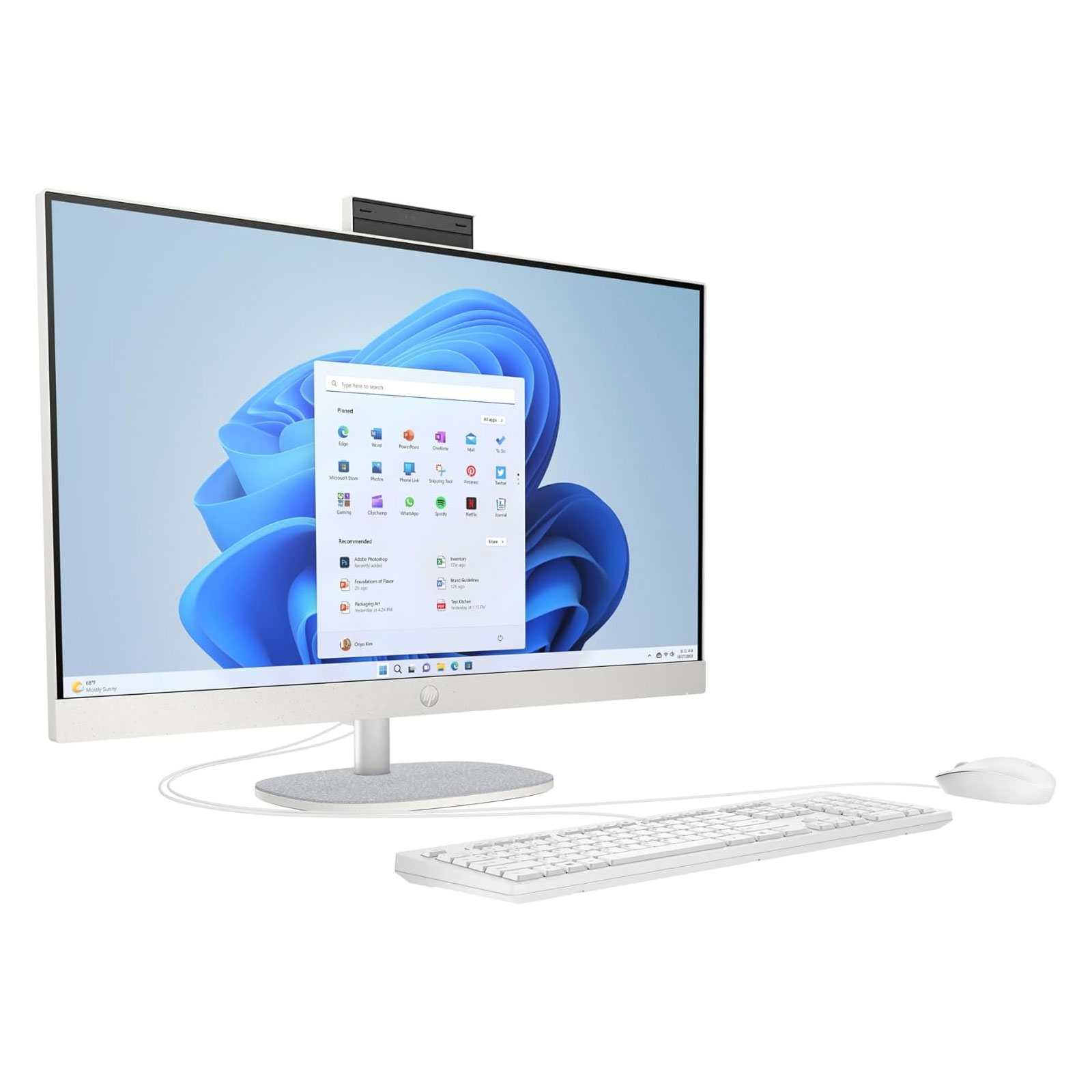 HP All-in-One 27-cr0600ng, Weiß, 27 Zoll, AMD Ryzen 5 7520U, 8 GB, 512 GB M.2 SSD