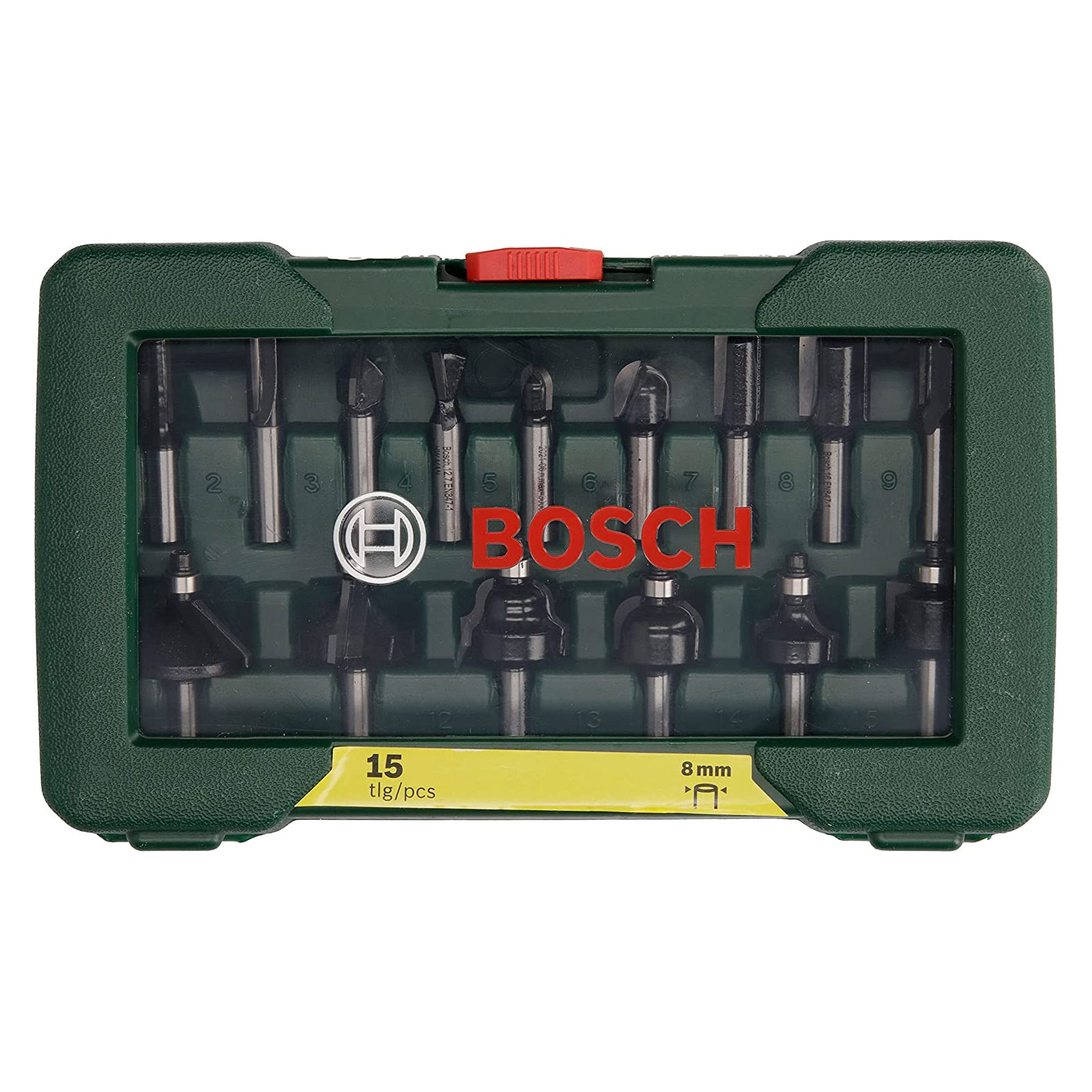Bosch Professional HM-Fraeser-Set mit 8 mm Schaft, 15-teilig