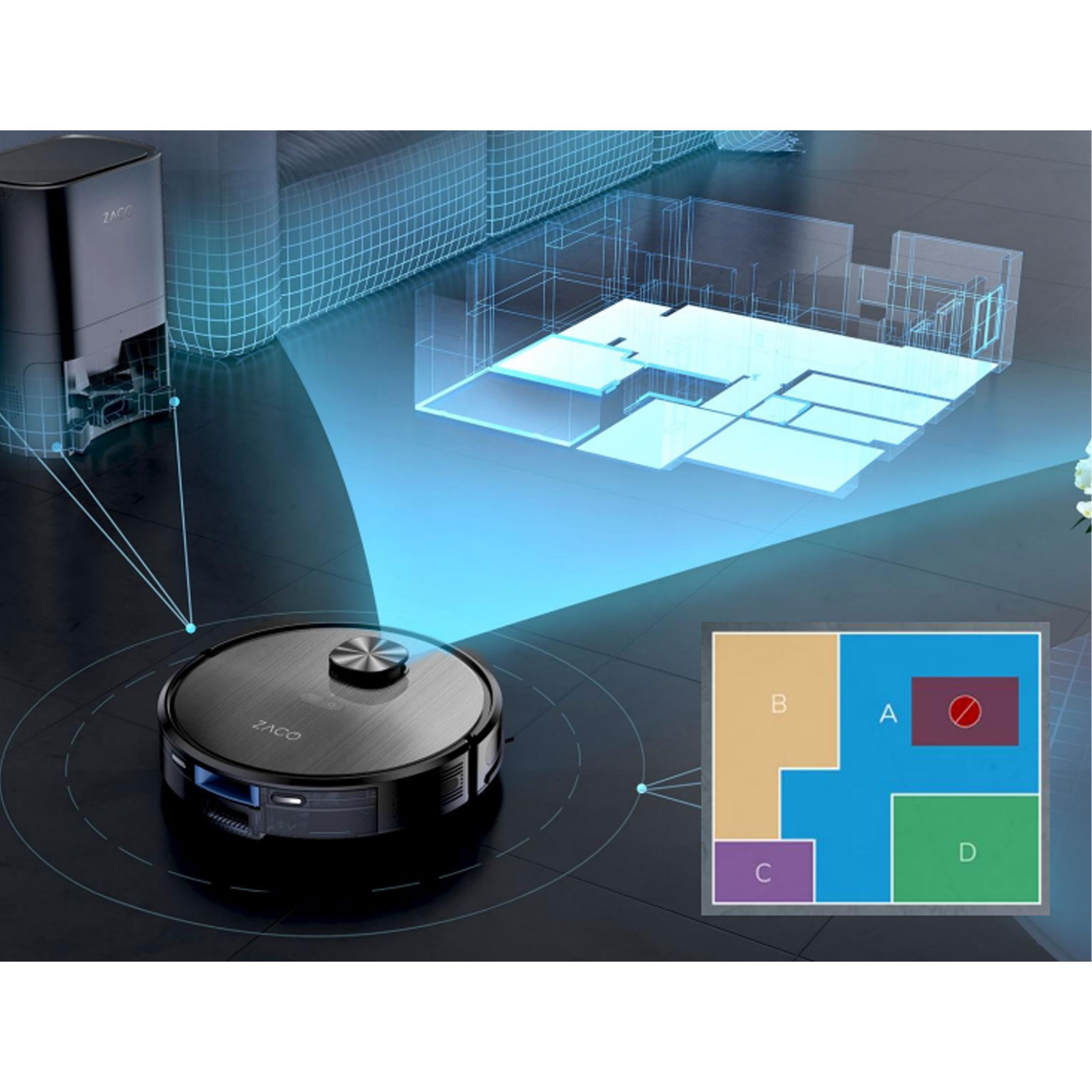 Zaco A10 Pro Saugroboter mit Wischfunktion und Absaugstation Zaco A10 Pro Saugroboter mit Wischfunktion und Absaugstation