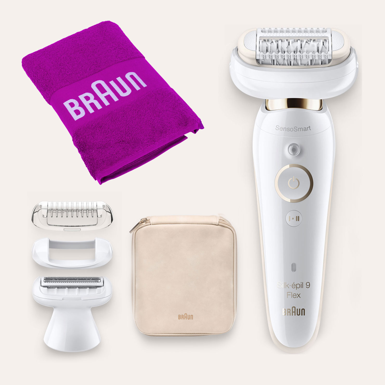 Braun Silk-épil SES 9002 3D Single Epilierer + Braun Handtuch (lila)