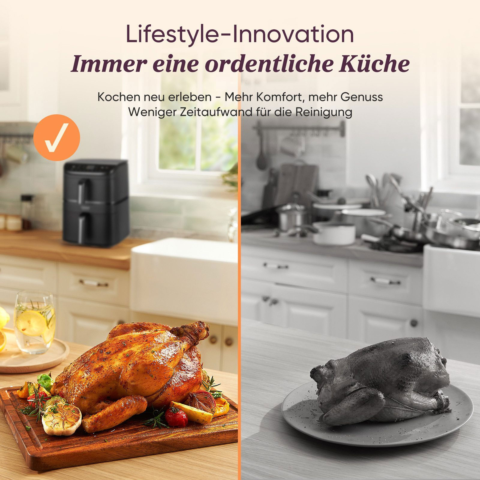 Cosori CAF-DC121-ADER Doppel-Heißluftfritteuse Cosori CAF-DC121-ADER Doppel-Heißluftfritteuse