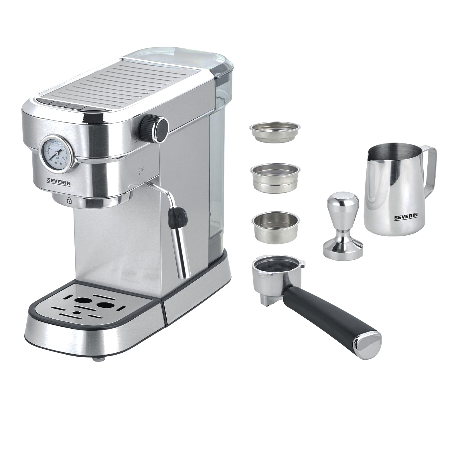 Severin KA 5995 Espresa Plus Espresso-Maschine gebürsteter Edelstahl / schwarz