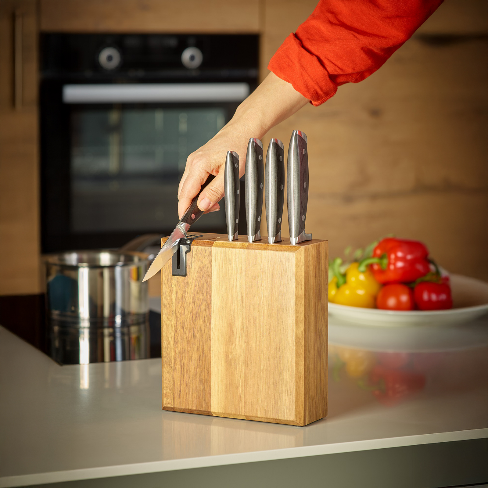 Echtwerk Messerblock Set 6tlg mit integriertem Messerschärfer