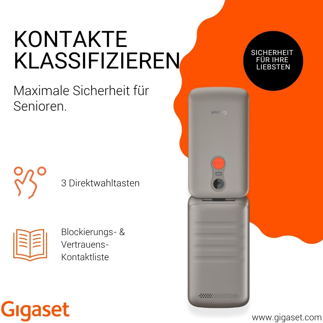 Gigaset GL595 Flip Mobiltelefon einfache Bedienung für Senioren Titanium