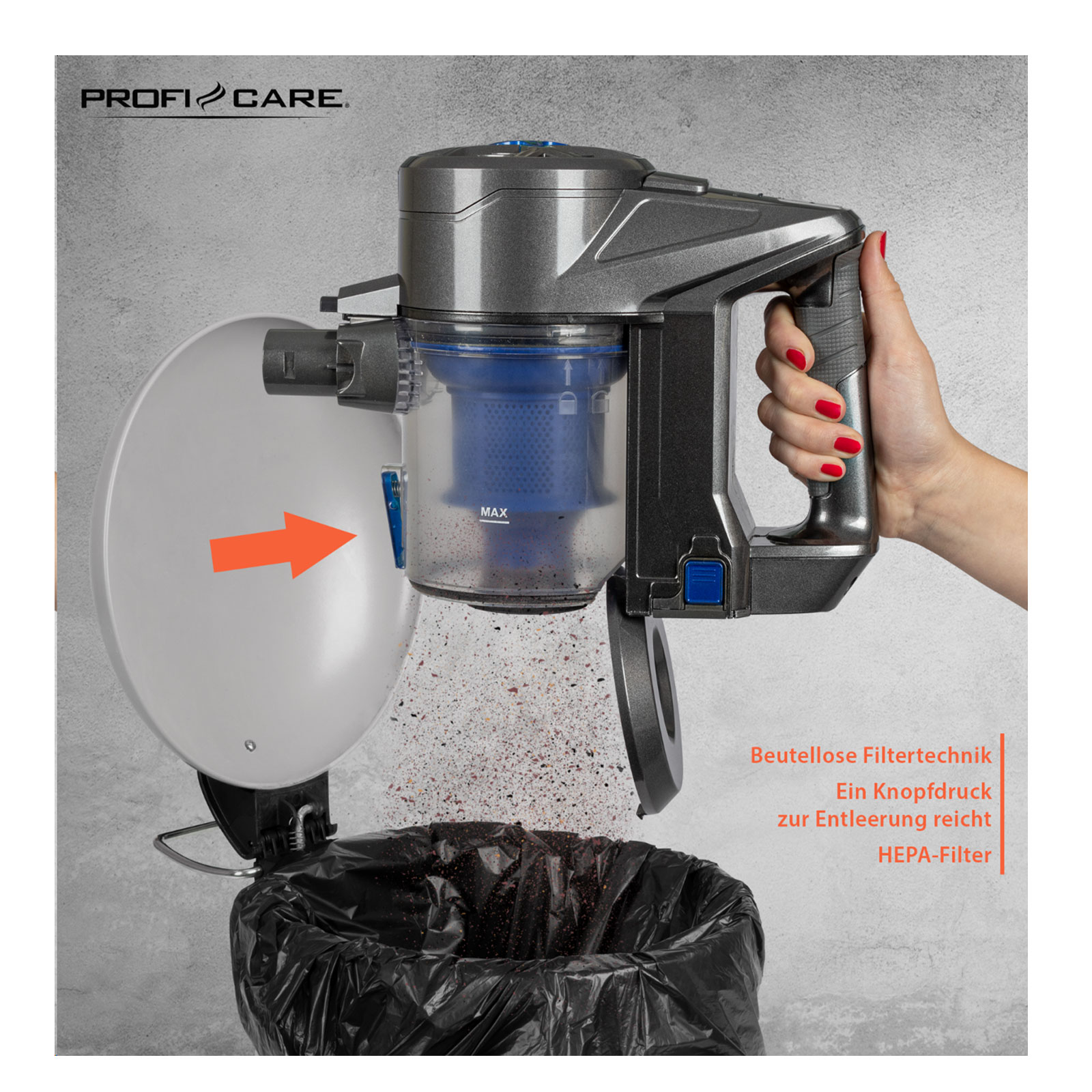 ProfiCare PC-BS 3036 Akku Hand- und Bodenstaubsauger