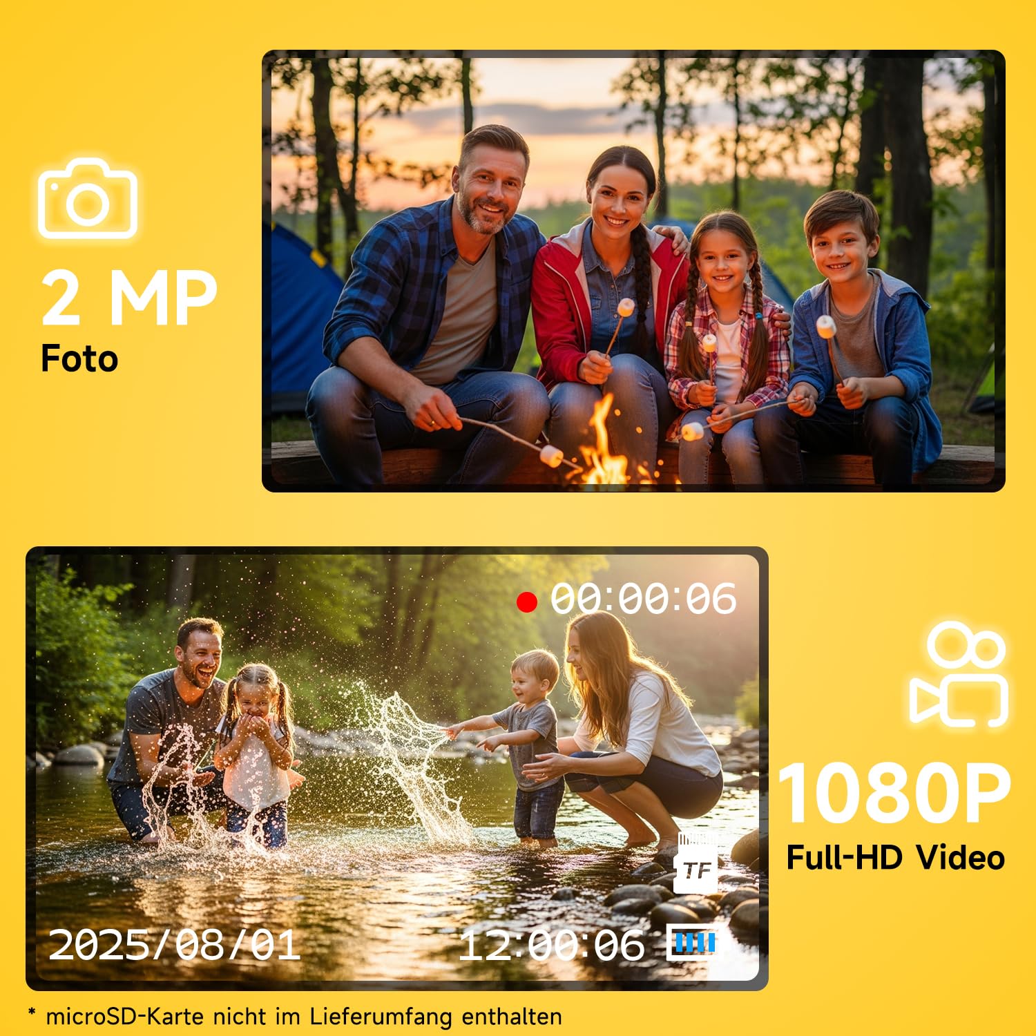 Rollei Digital Minikamera Vintage Lila, 1080P FHD Kleine Retro Digitalkamera