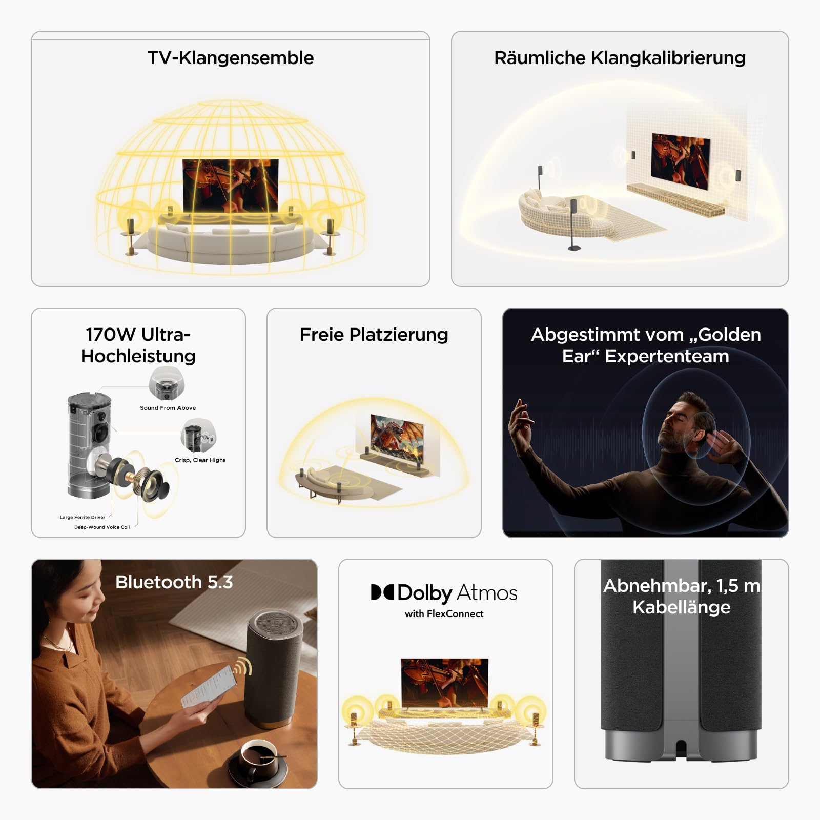 TCL Z100 Kabelloser Heimkino-Lautsprecher mit Dolby Atmos FlexConnect