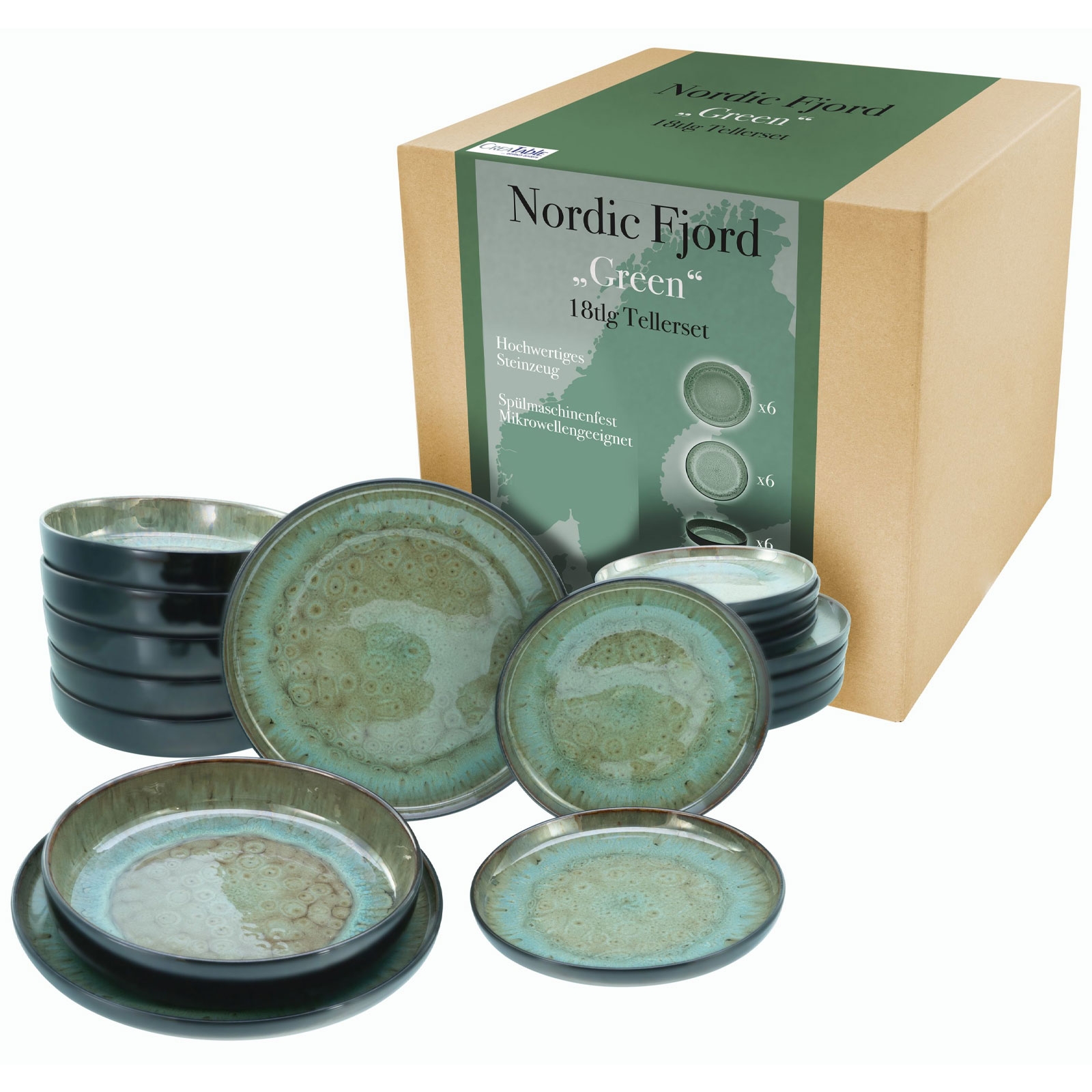 CreaTable Nordic Fjord 21557 Teller Set, 18-teilig