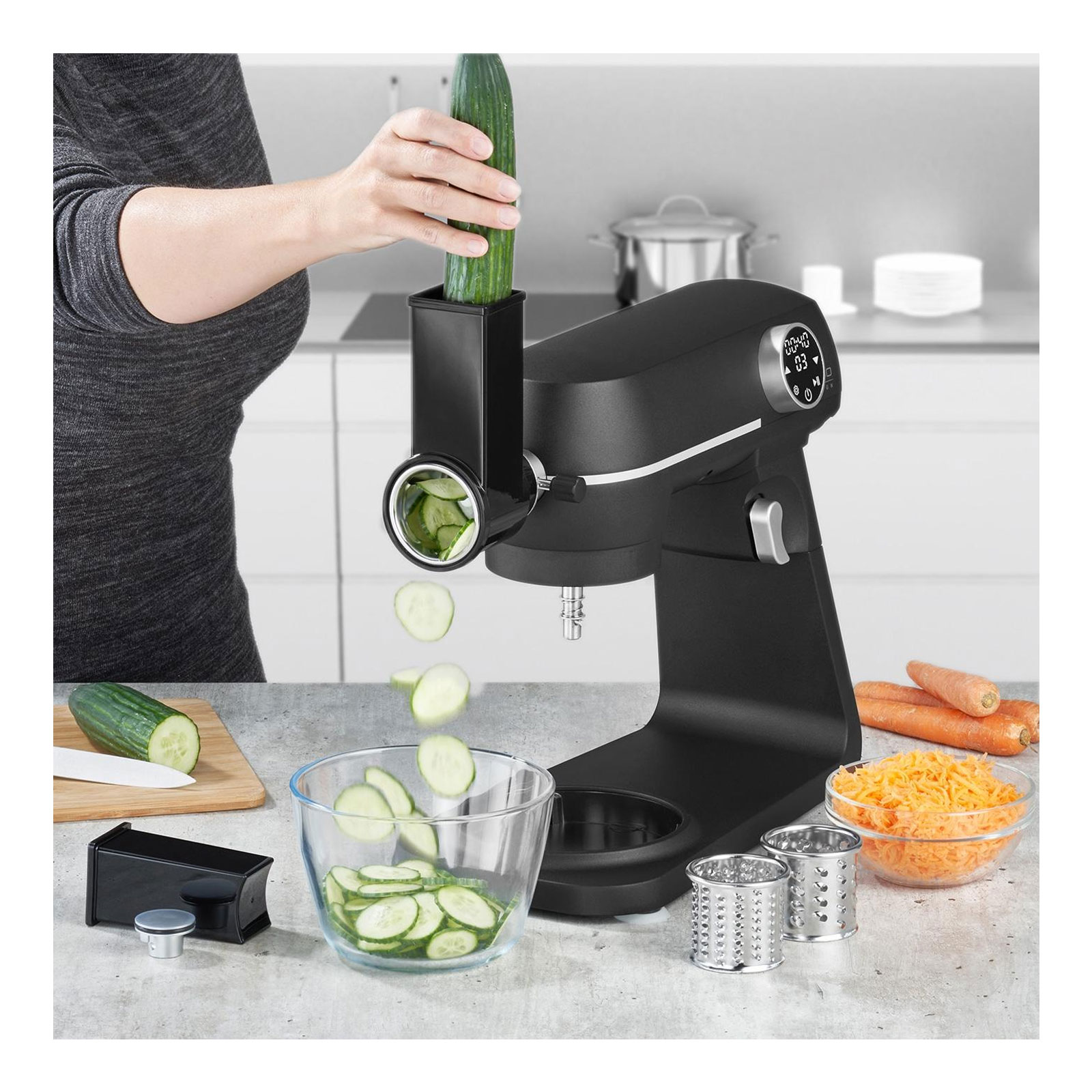 Caso 3160 Multireiben-Set für Küchenmaschine KM 1800 Black (passend zu Küchenmaschine KM 1800 Black (Art.Nr. 3156 / Art.Nr. 3157))