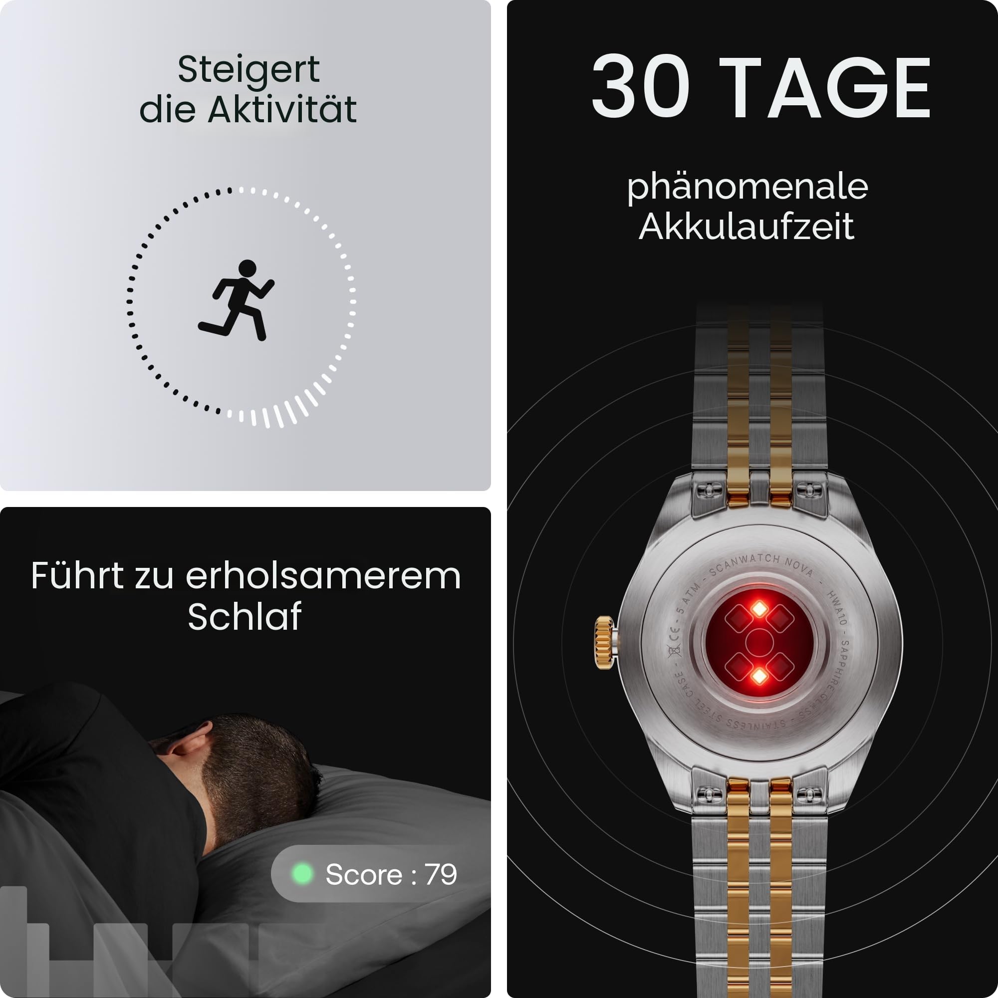 Withings ScanWatch Nova, Hybrid Smartwatch Herzgesundheit für M&F - EKG