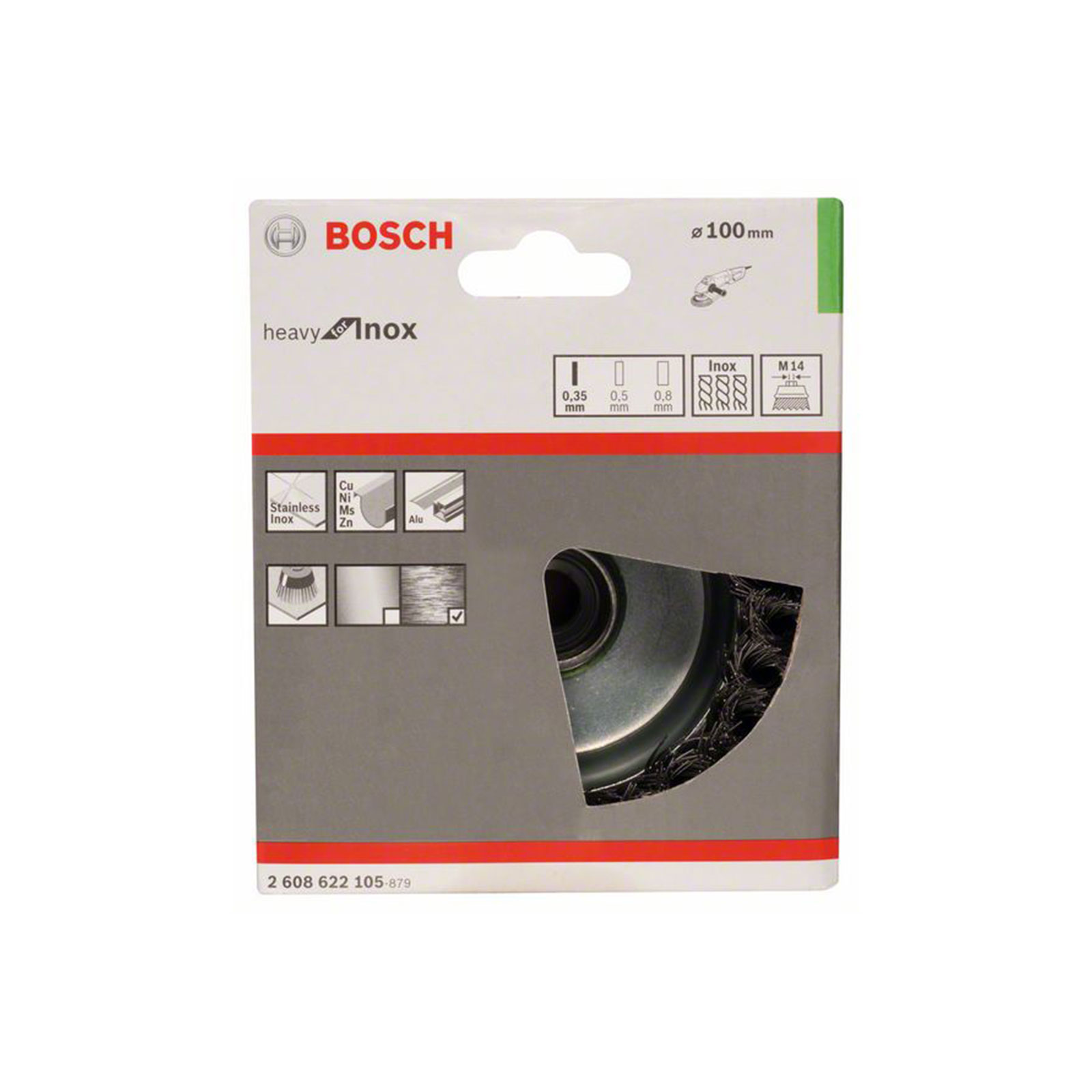 Bosch Professional Topfbuerste 100 mm, gezopfter rostfreier Stahldraht