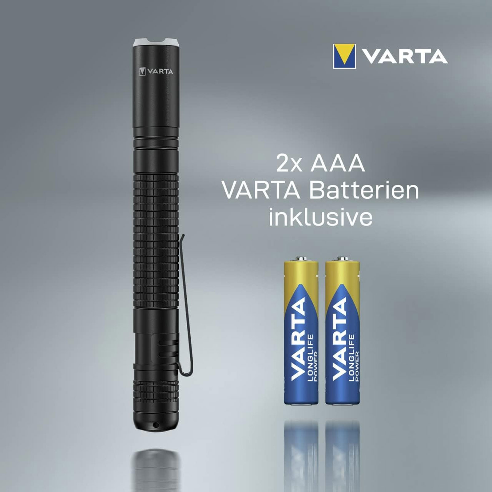 VARTA Taschenlampe Aluminium Light F10 Pro (stoßfest (1 m), LED, 2 x Longlife Power AAA)