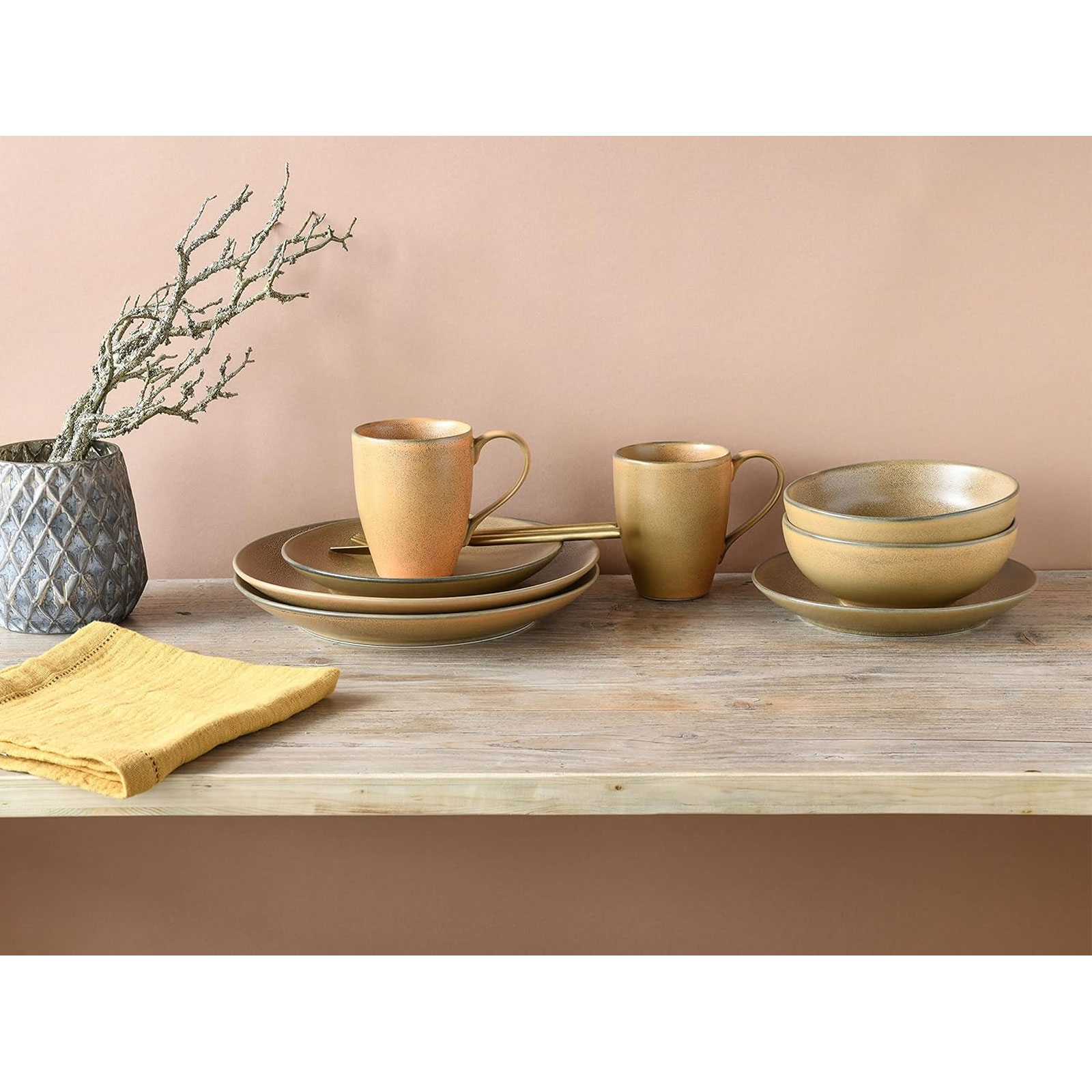 CreaTable, 25855, Serie Sierra Nevada Tierra, Geschirrset, Kombiservice 8 teilig