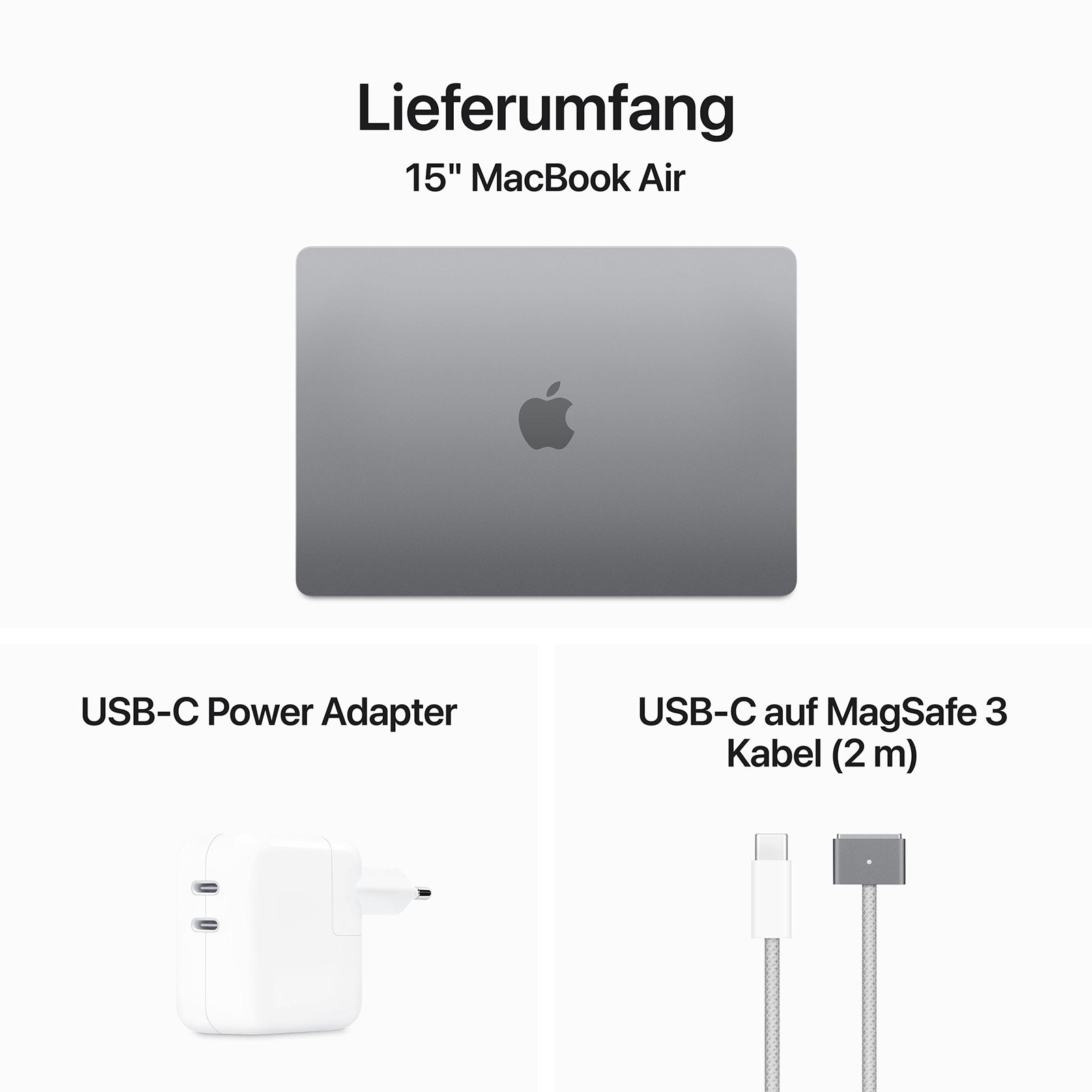 Apple MacBook Air, 15 Zoll, 2024, Space Grau, M3, 8-Core CPU, 10-Core GPU, 8 GB, 512 GB SSD