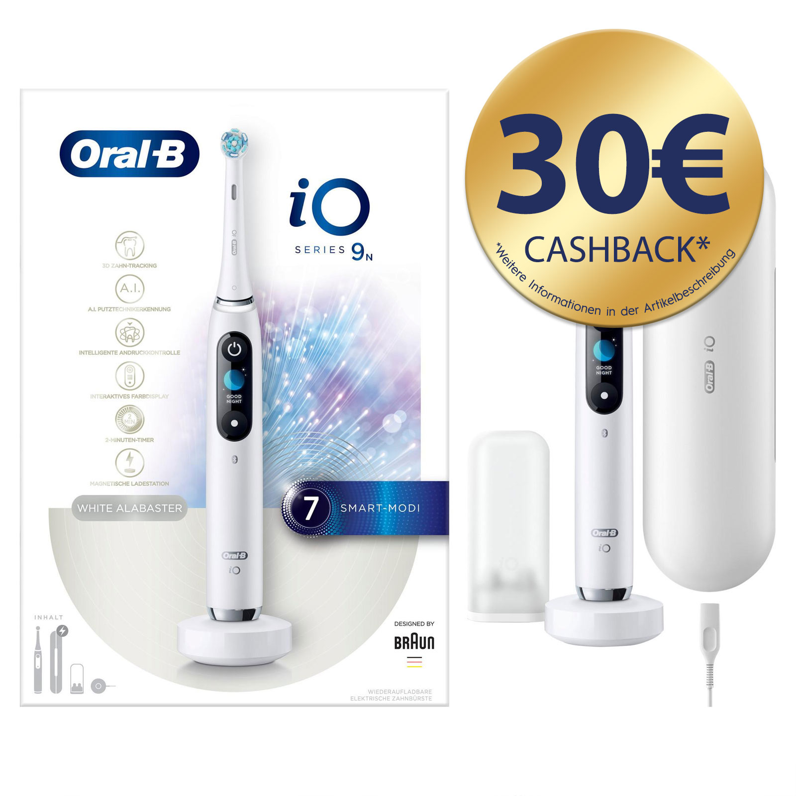 Oral-B iO9 Elektrische Zahnbürste 3D-Zahnflächenanalyse 7 Reinigungsstufen