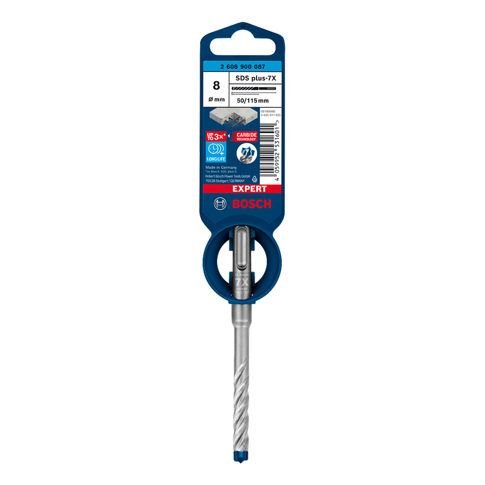 Bosch Professional Expert SDS plus-7X Hammerbohrer, 8 x 50 x 115 mm. Fuer Bohrhaemmer