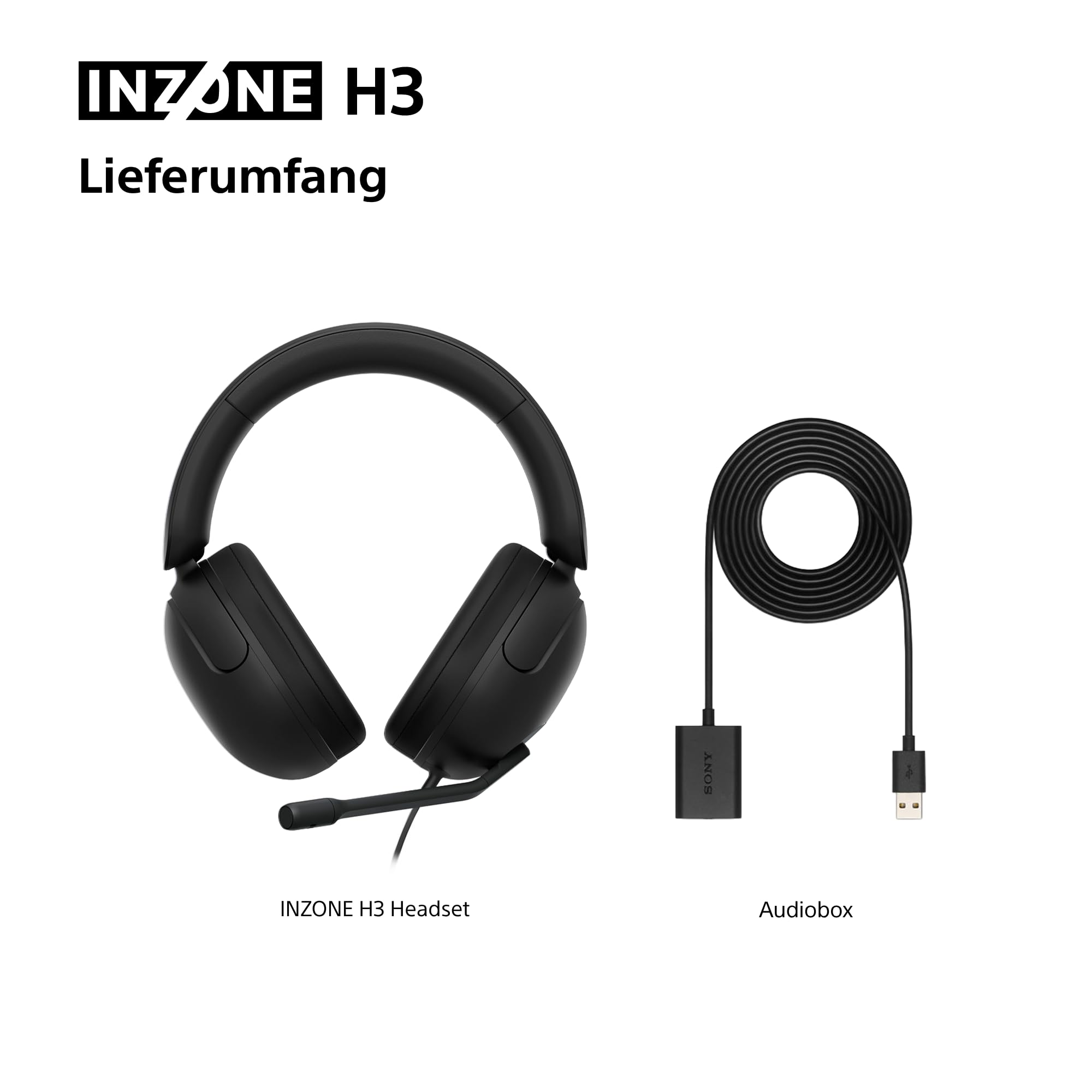 Sony INZONE H3 Kabelgebundenes Gaming-Headset – PC/PS5, 360 Spatial Sound