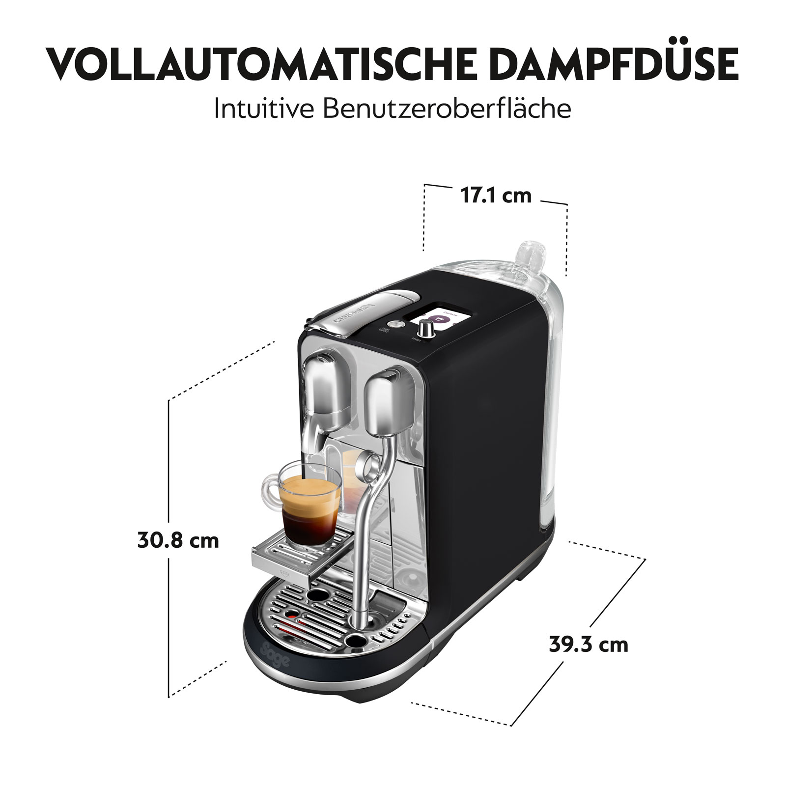 Sage the Creatista Plus SNE800BTR Trüffelschwarz Nespresso-Kapselmaschine