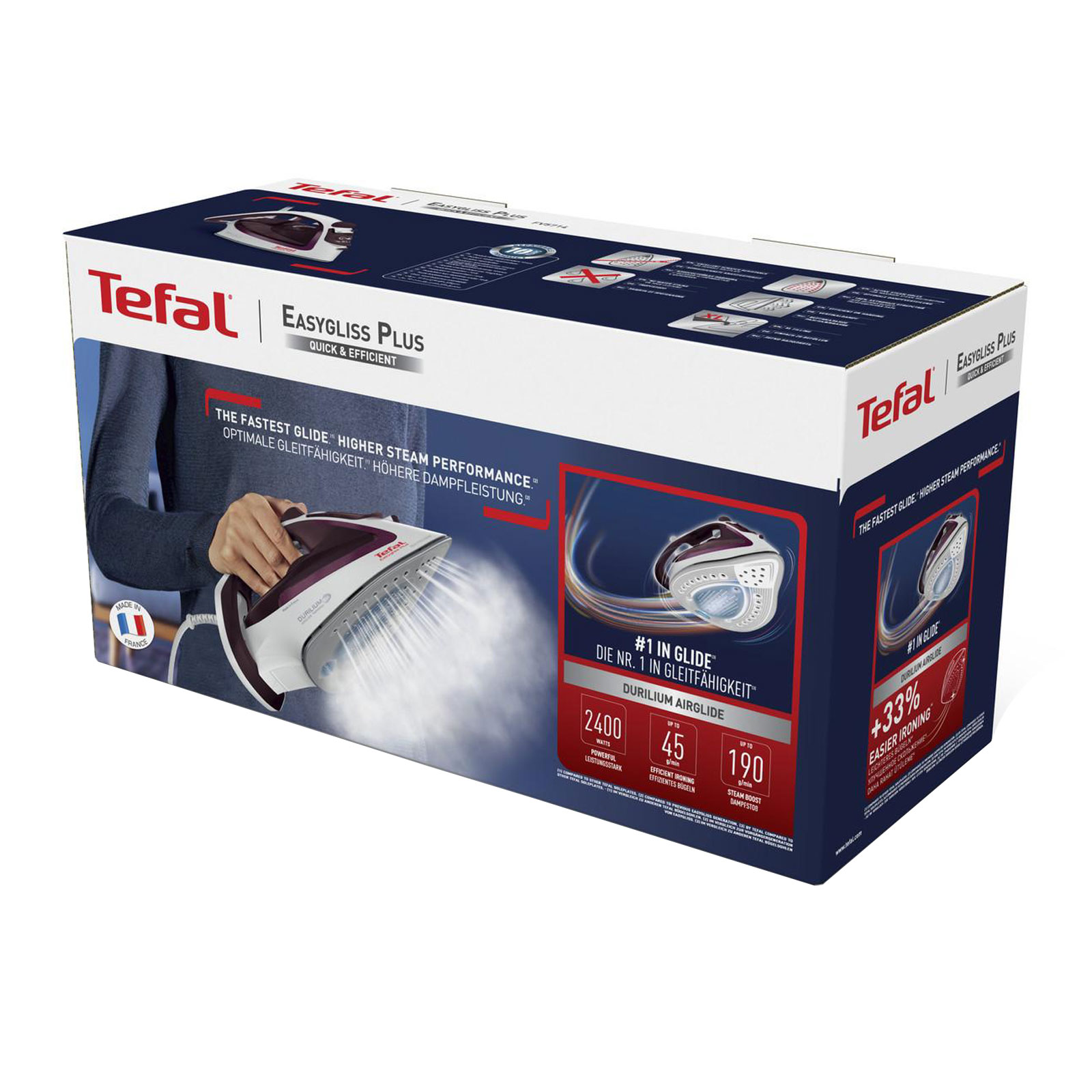 TEFAL FV 5714 Easygliss Plus Dampfbügeleisen weiß/bordeaux