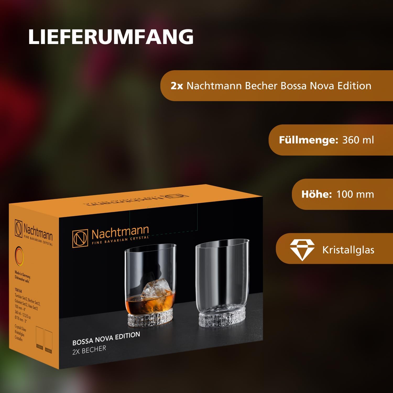 Nachtmann Becher Bossa Nova Edition 2er-Set 360 ml Trinkbecher Wasser Longdrinks