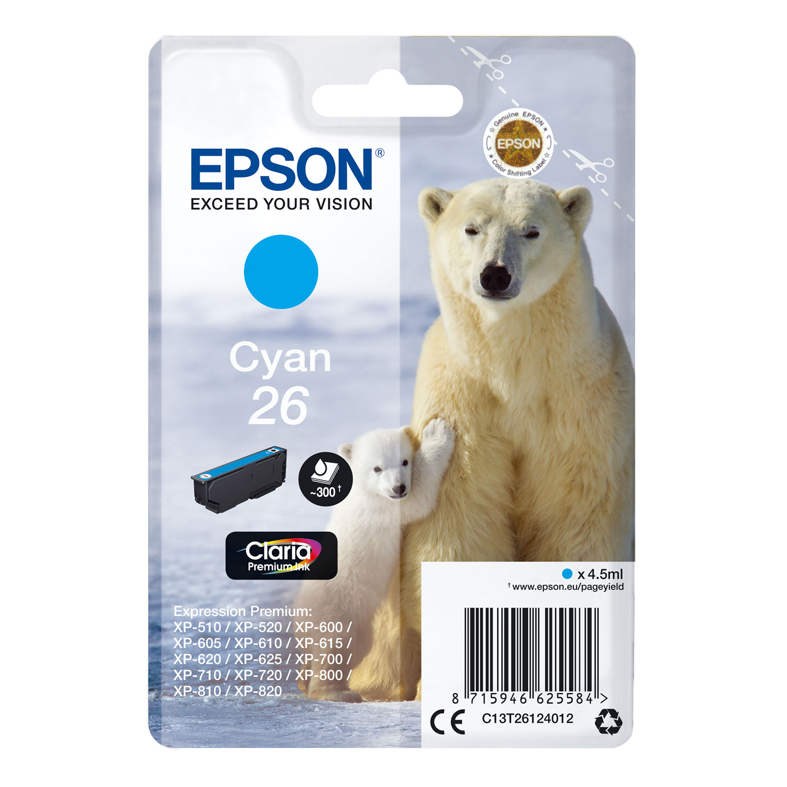 Epson C13T26124012 Eisbär Druckerpatrone Cyan