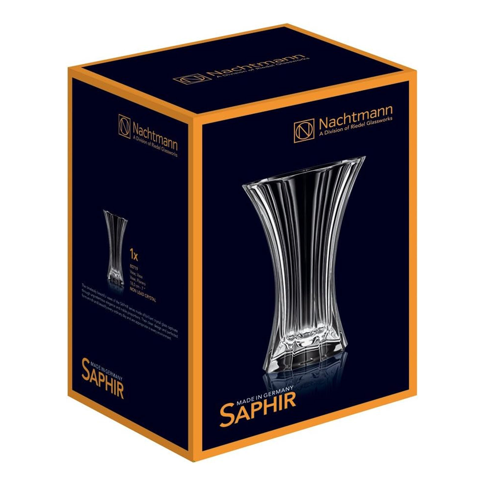 Nachtmann Vase, Glas, Transparent, 18 cm