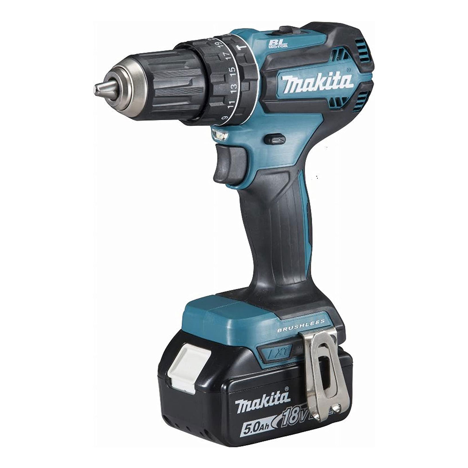 Makita Akku-Schlagbohrschrauber 18V / 5,0 Ah, 2 Akkus + Ladegerät im MAKPAC DHP485RTJ