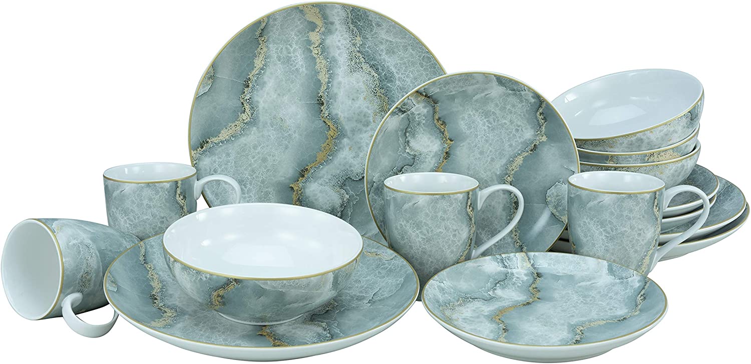 Creatable, 22275, Serie Marmor Collection grau, Geschirrset, Kombiservice 16 teilig, Steinzeug