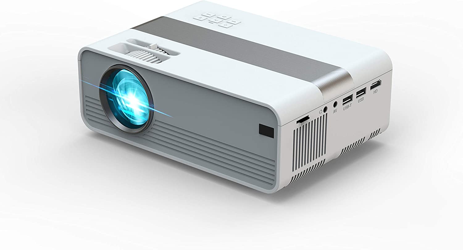 TECHNAXX TX-127 weiß Mini Beamer (LED, Multimediaplayer, 2 Watt Stereo Lautsprecher, Projektionsgröße 27 Zoll bis 150 Zoll)