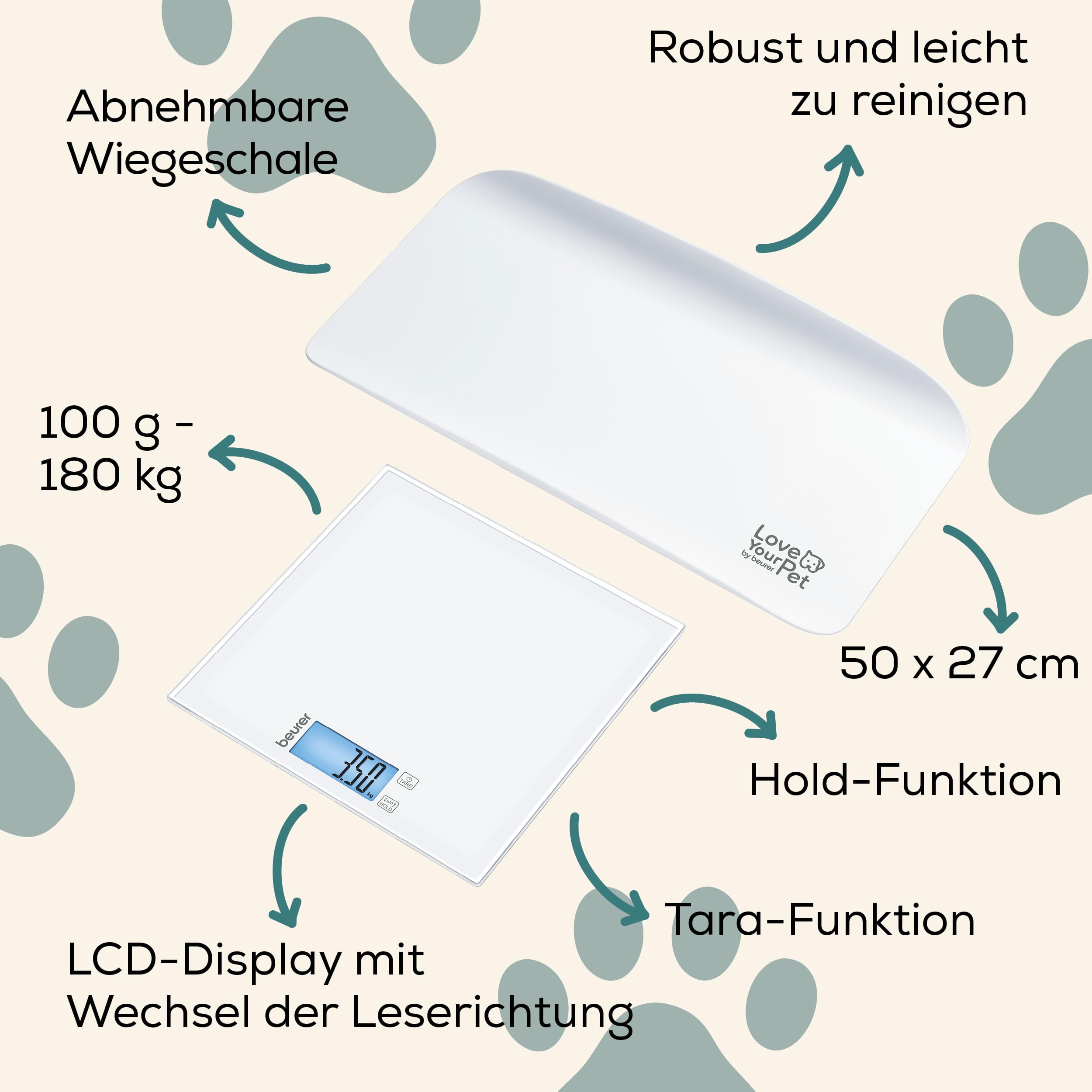 Love Your Pet by beurer Tierwaage Polly für Haustiere und Menschen