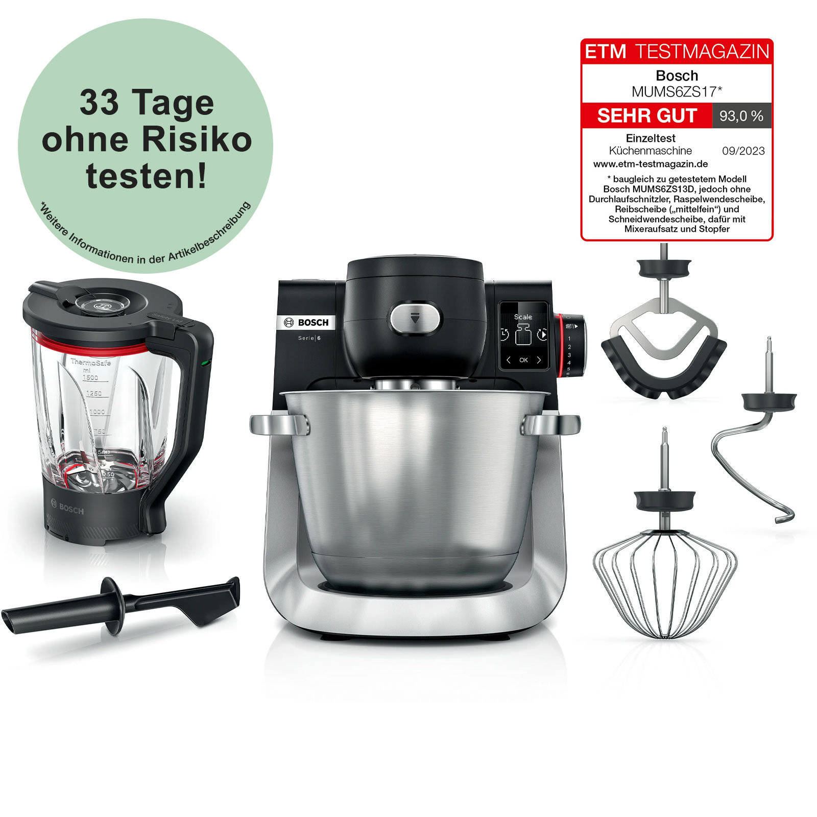 Bosch MUMS6ZS17 Küchenmaschine inklusive Bosch MUZS6HA Hunting Adventure Set Fleischwolfaufsatz Zubehör-Set