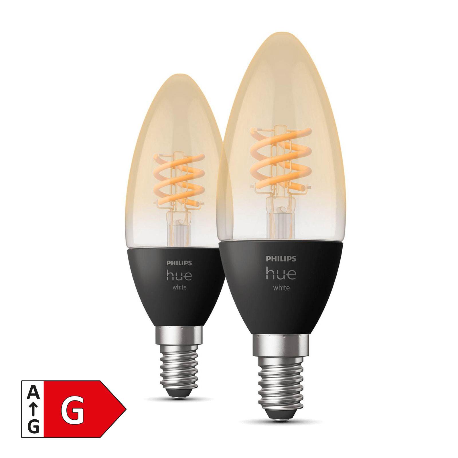 Philips Hue White Filament E14 LED Lampe (Kerze, 2x Filament)