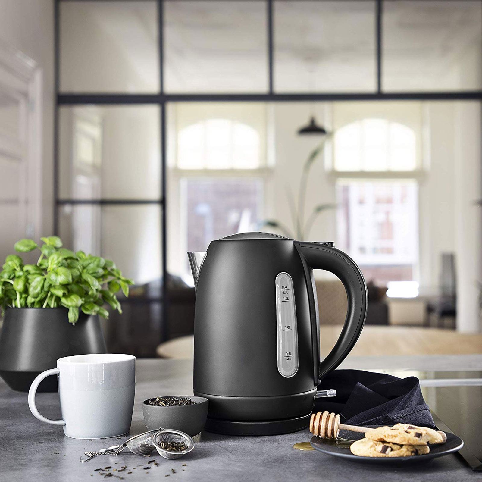 PRINCESS 236032 Schwarzer Stahl-Wasserkocher Edelstahl