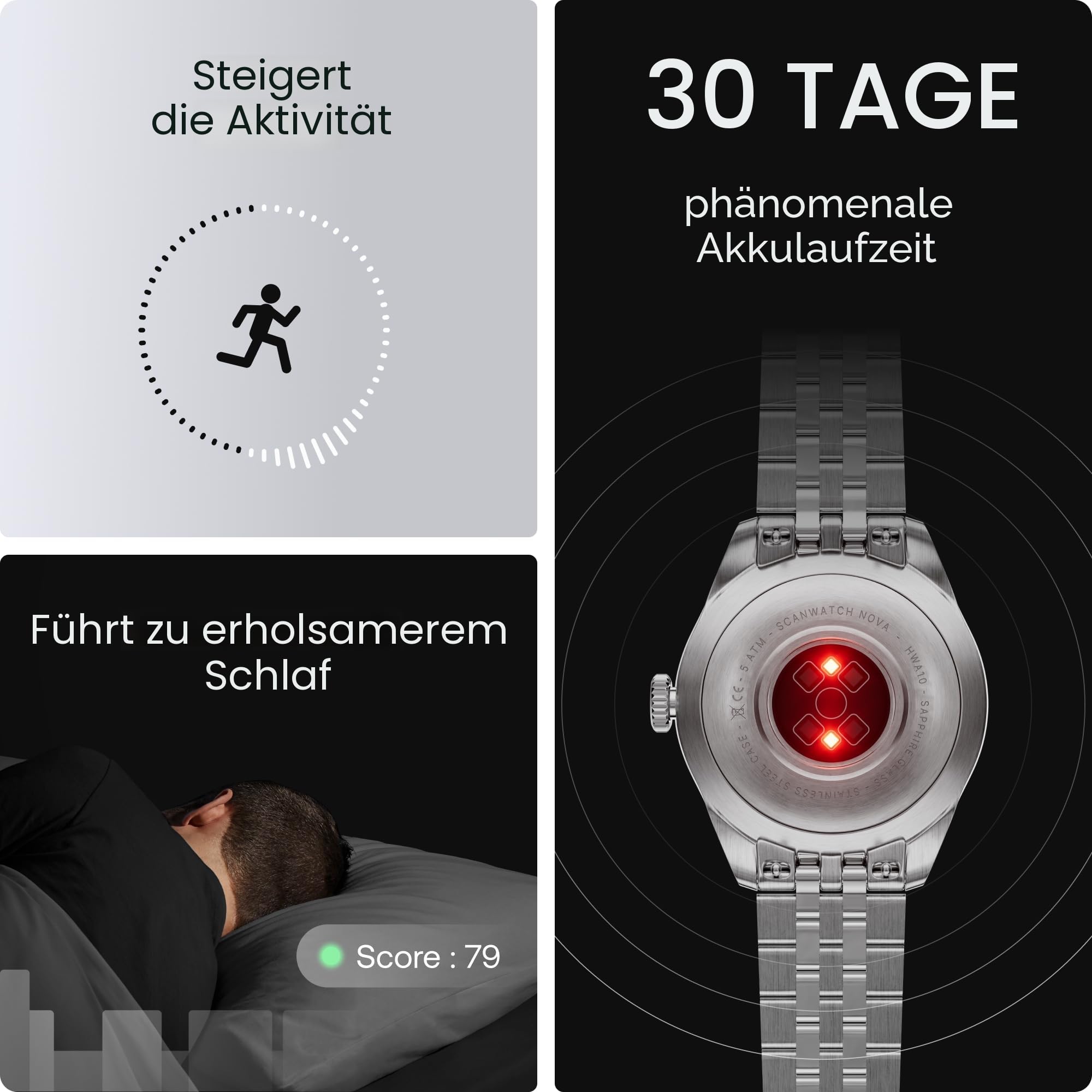 Withings ScanWatch Nova, Hybrid Smartwatch Herzgesundheit für M&F - EKG, SPO2