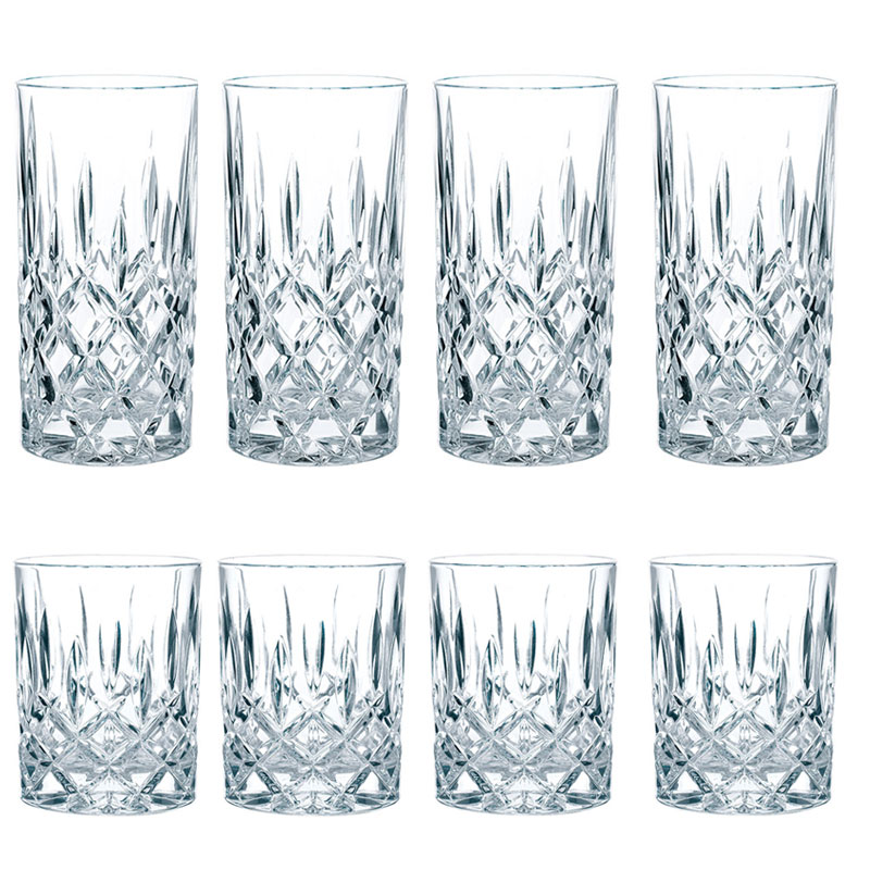 Nachtmann Noblesse Whiskybecher und Longdrinkglas Set 8tlg Kristall Glas