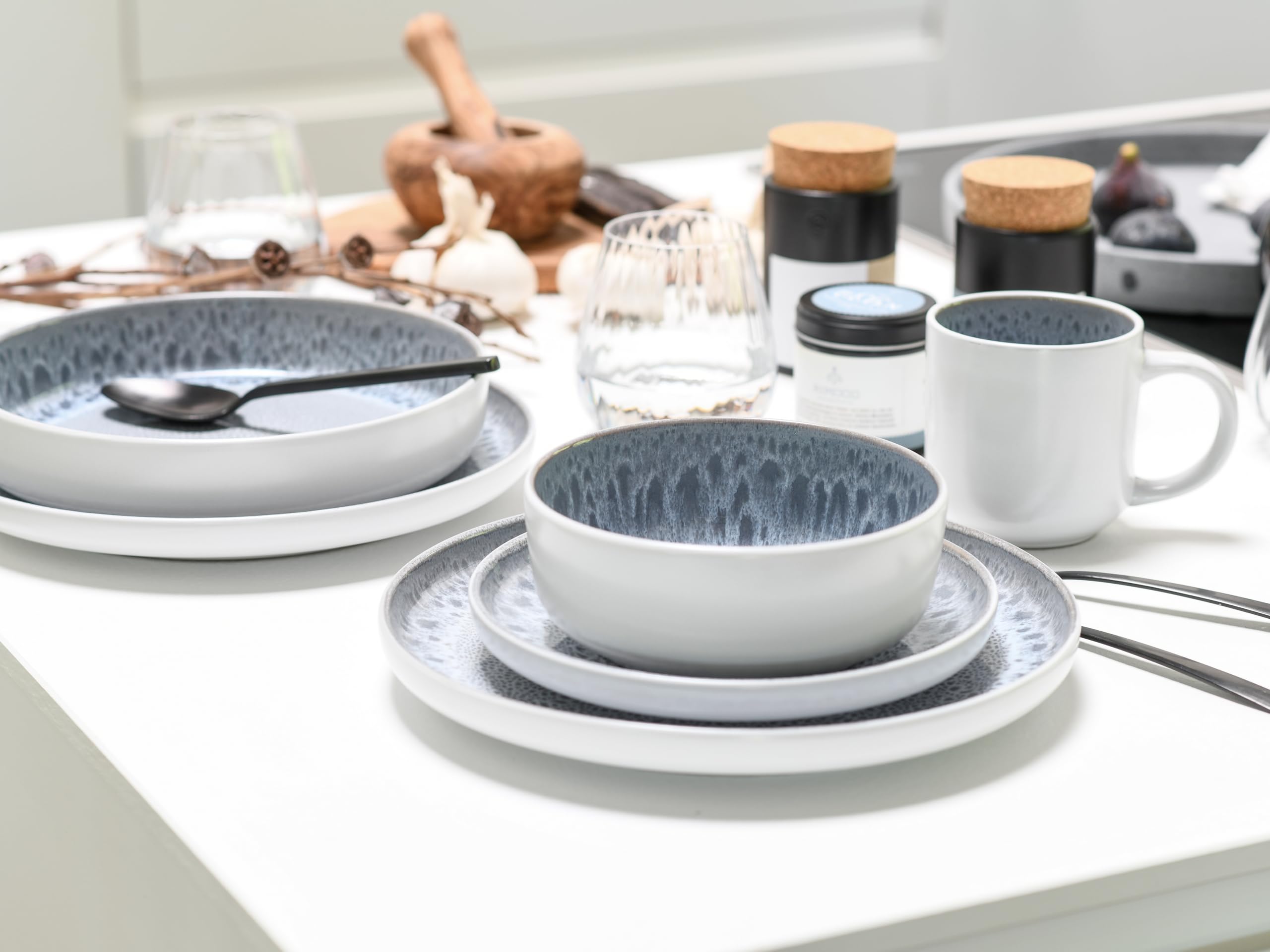 CreaTable 24888 Kombiservice Serie Nordic Fjord Stone 16-tlg. 4 Personen