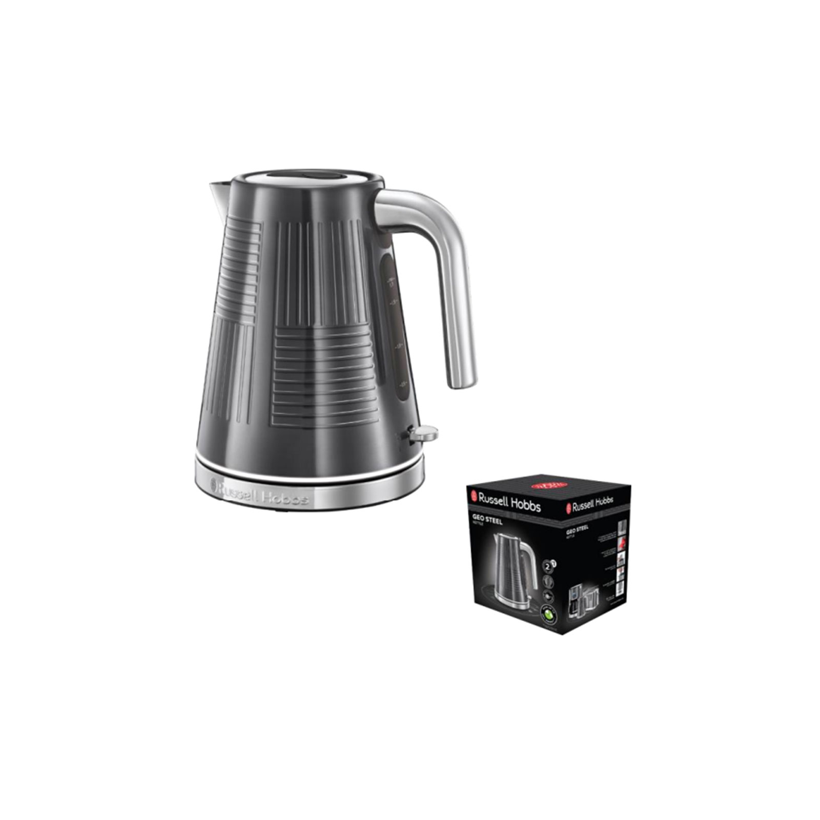 Russell Hobbs 25240-70 Geo Steel Wasserkocher Edelstahl / schwarz