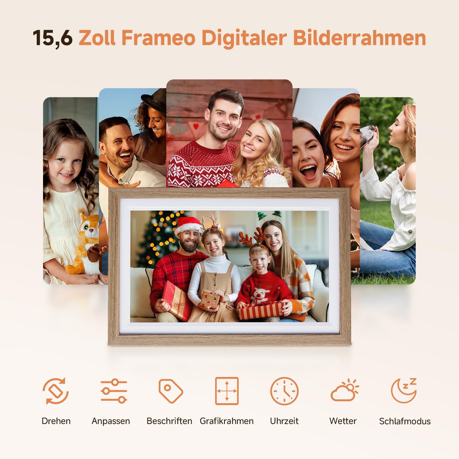 ROLLEI Digitaler Bilderrahmen Smart Frame WiFi 152 Holzoptik Eiche