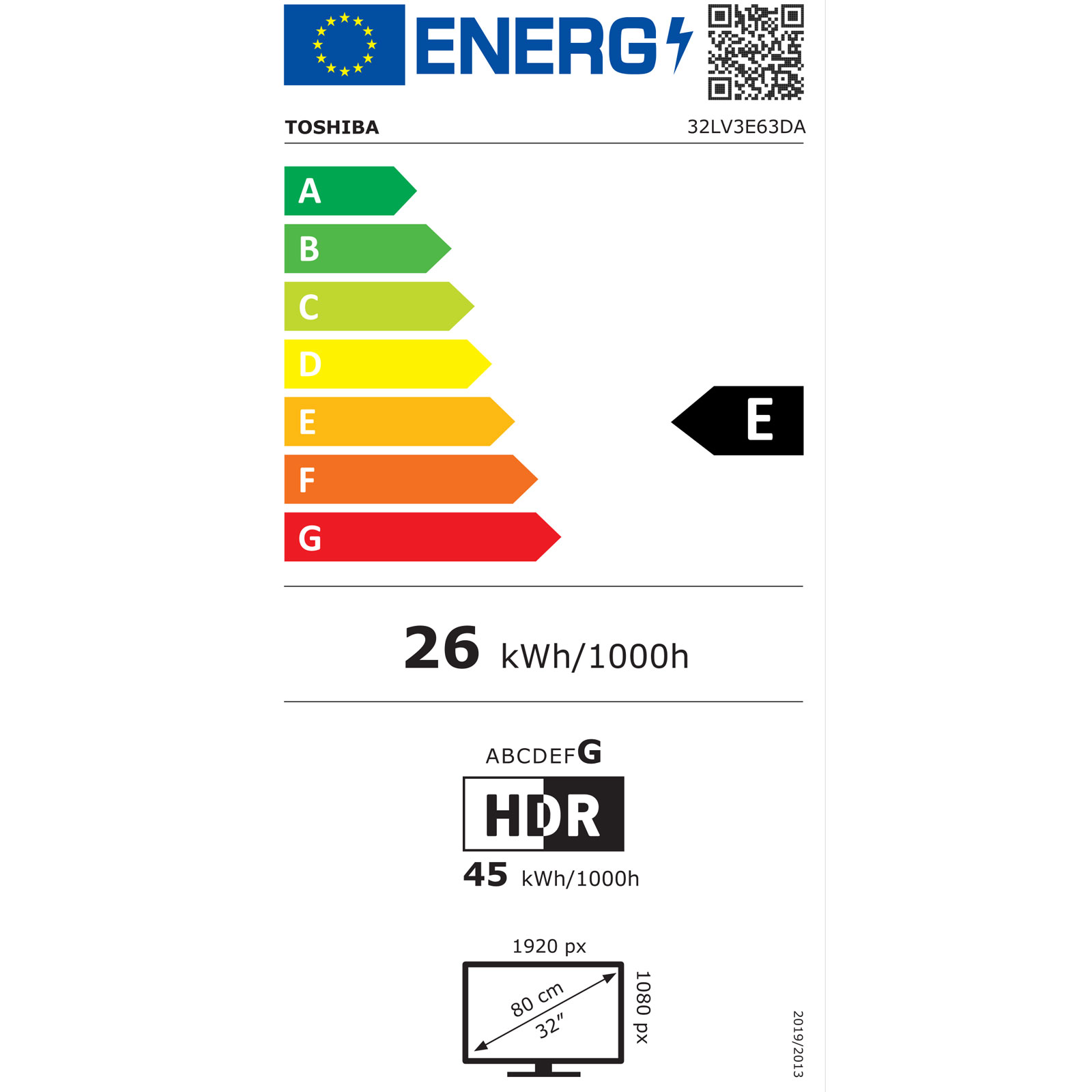 TOSHIBA 32LV3E63DA LED TV