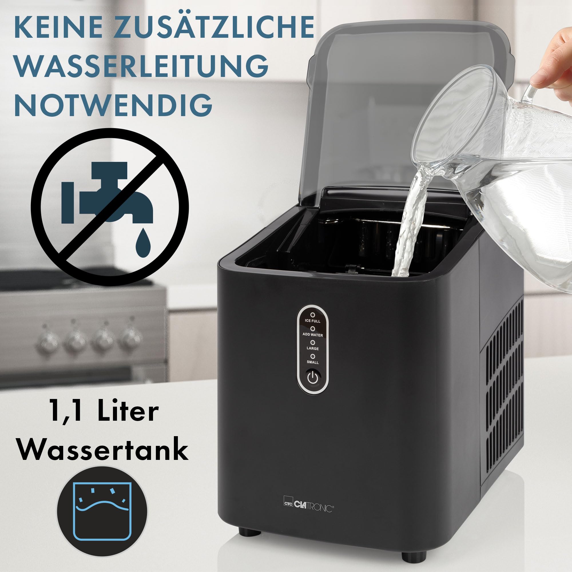 Clatronic® Eiswürfelmaschine schnelle Produktion - Eiswürfel in 10 Minuten