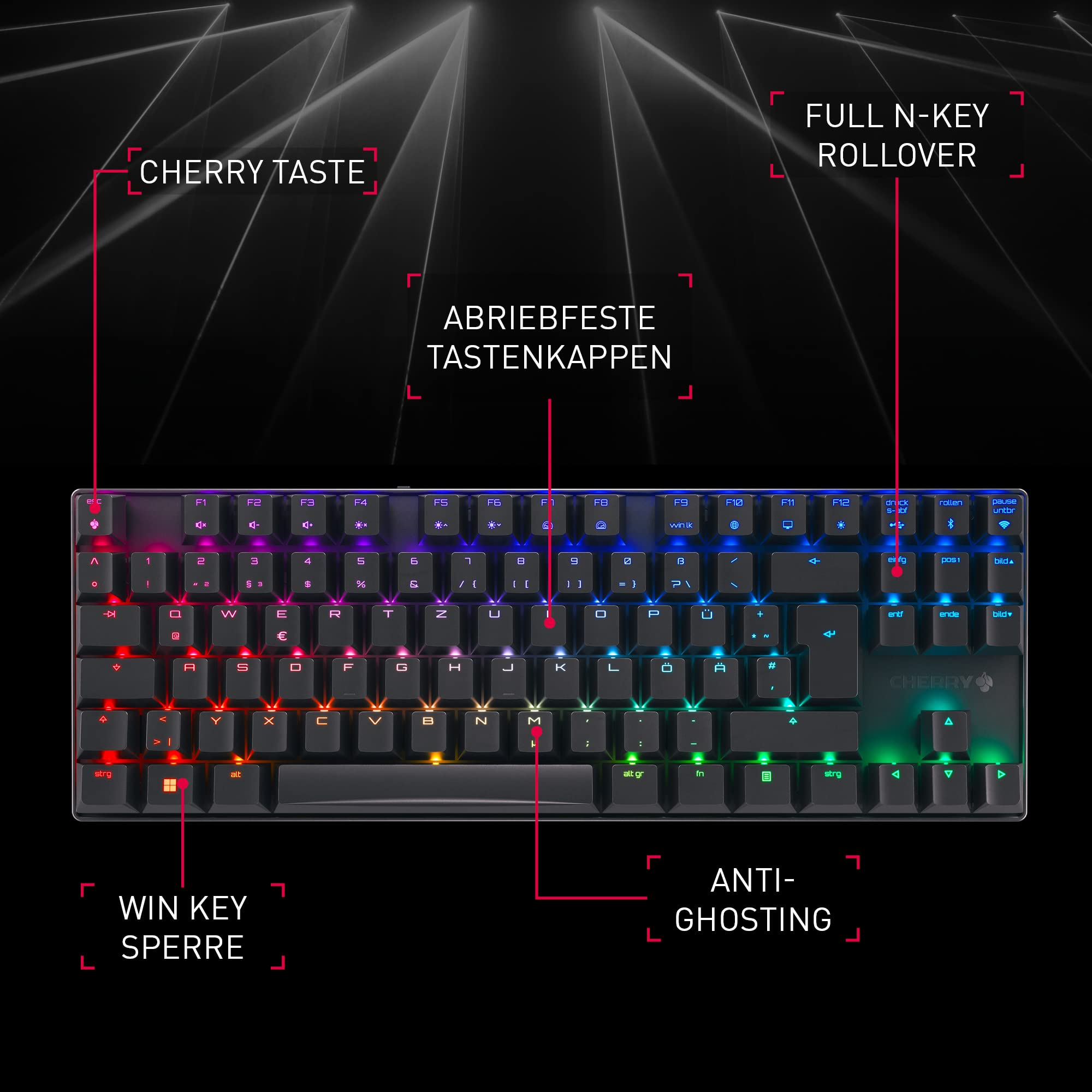CHERRY MX 8.2 TKL Wireless, Kabellose Gaming-Tastatur ohne Nummernblock
