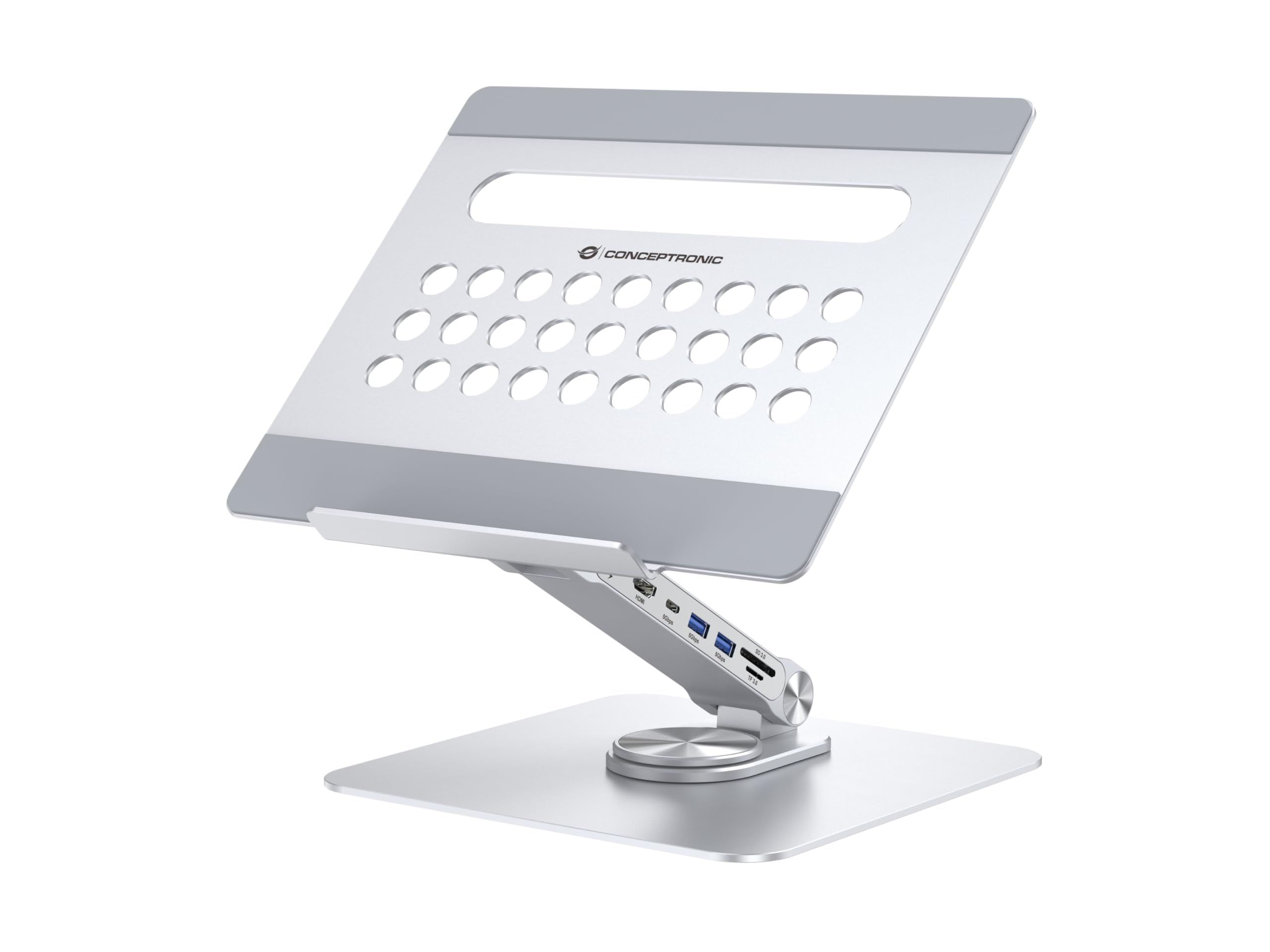 Conceptronic DONN27G Laptopständer mit 7-in-1-Dockingstation