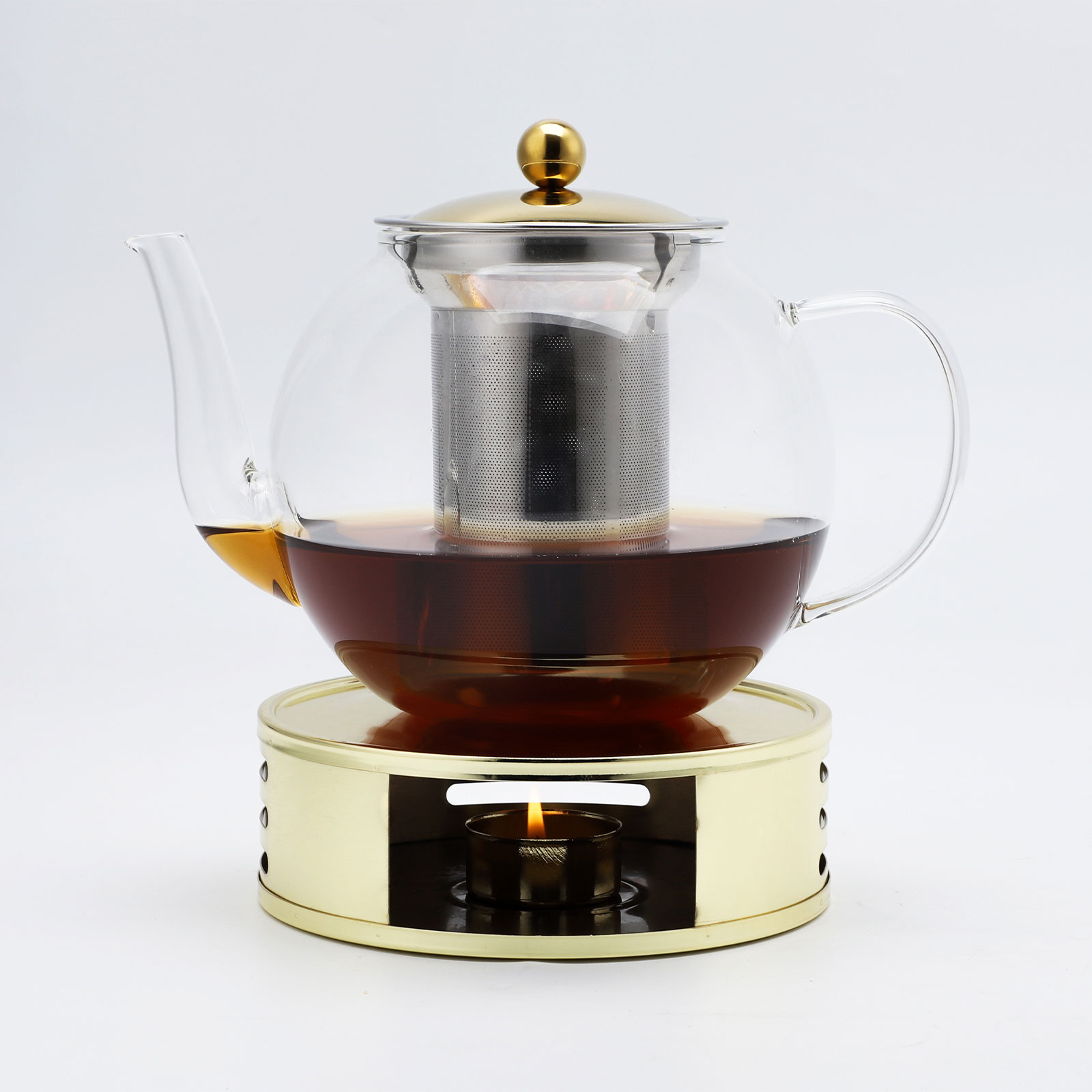 Echtwerk Teekanne aus Glas, silber