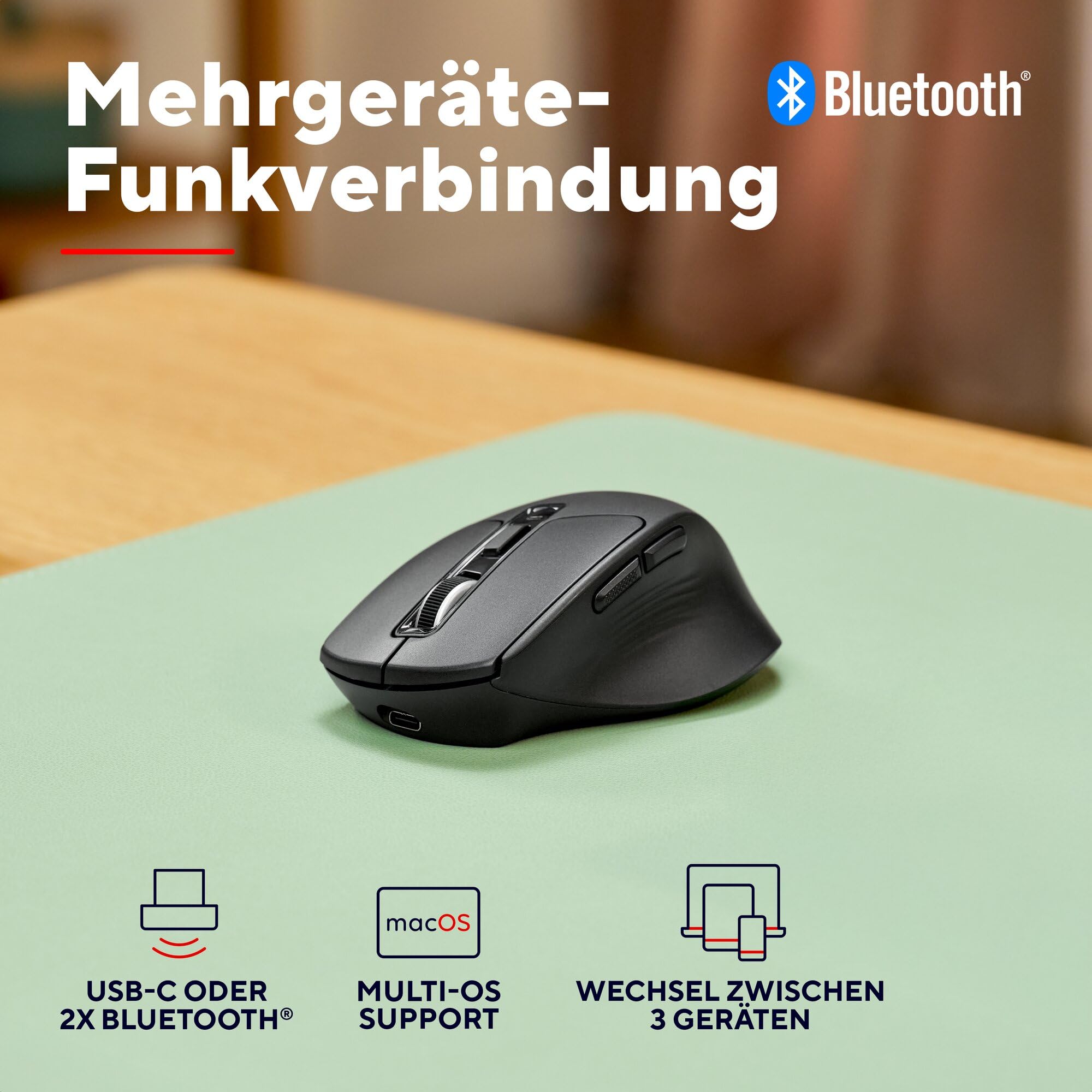 Trust Niven Kabellose Maus Bluetooth + 2.4GHz, Leise Tasten, Mehrgeräte Funkmaus