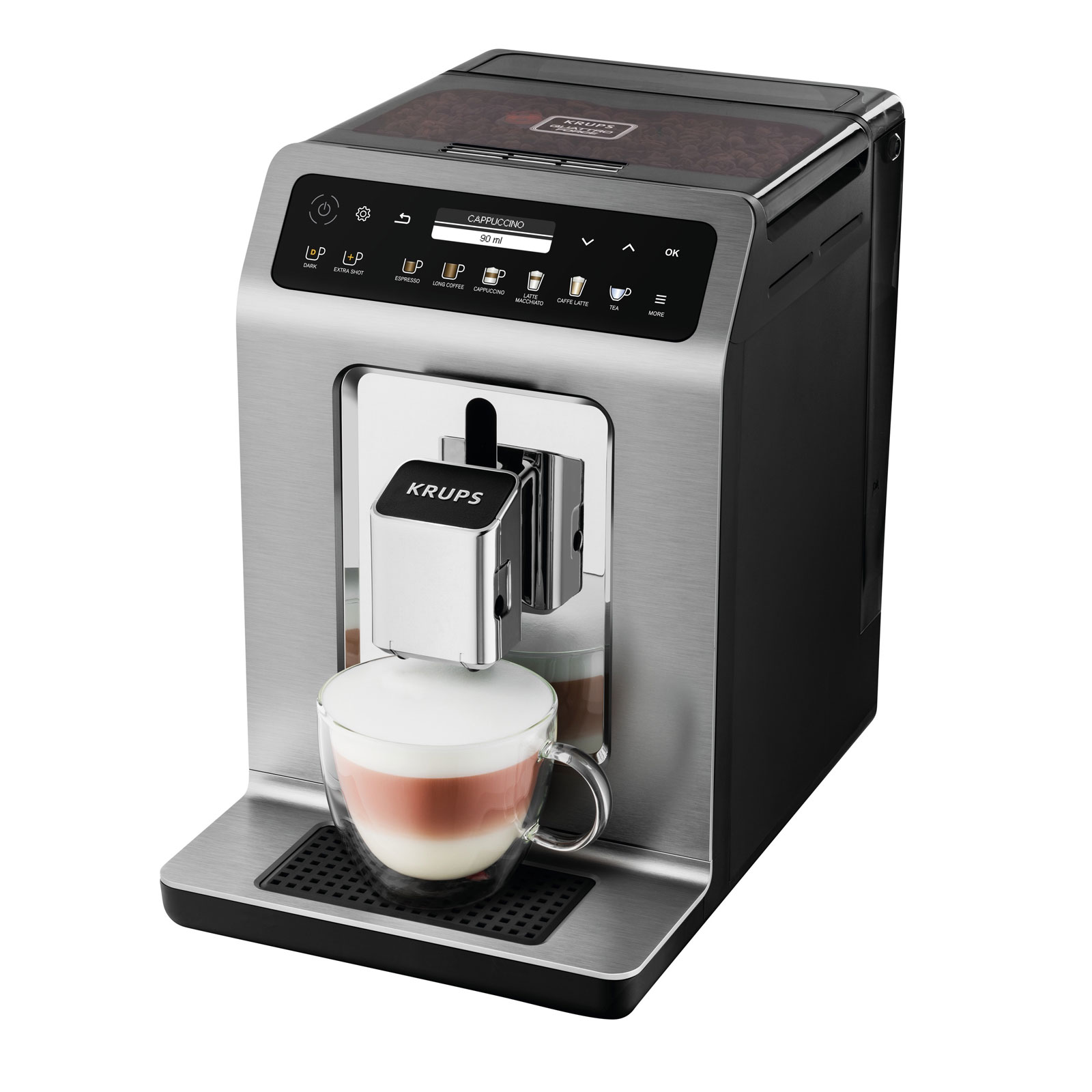 Krups EA 894T EVIDENCE PLUS One-Touch-Cappuccino Kaffeevollautomat Titan-Metallic