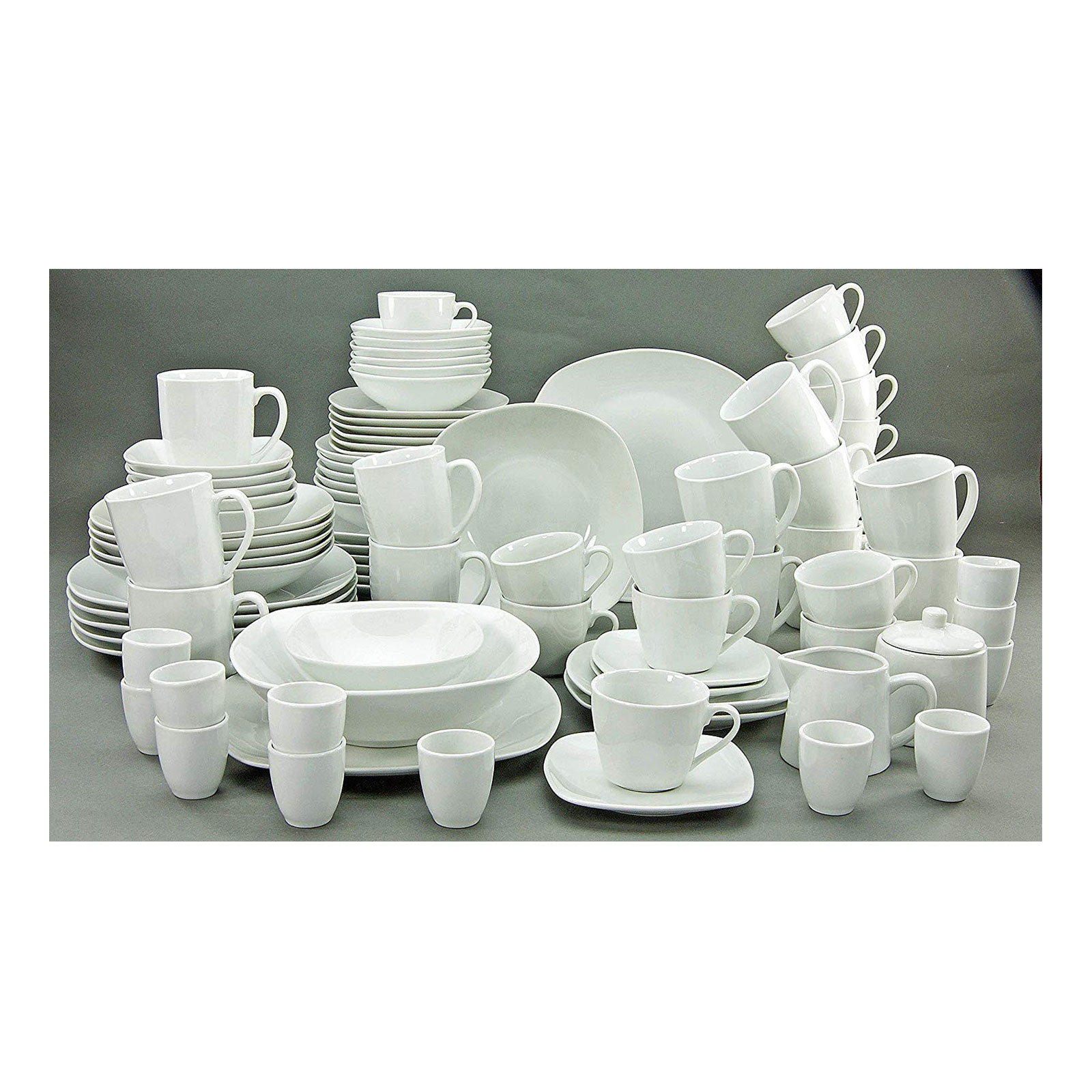 CreaTable, 13779, Serie Square weiß NEU, Kombiservice 100tlg