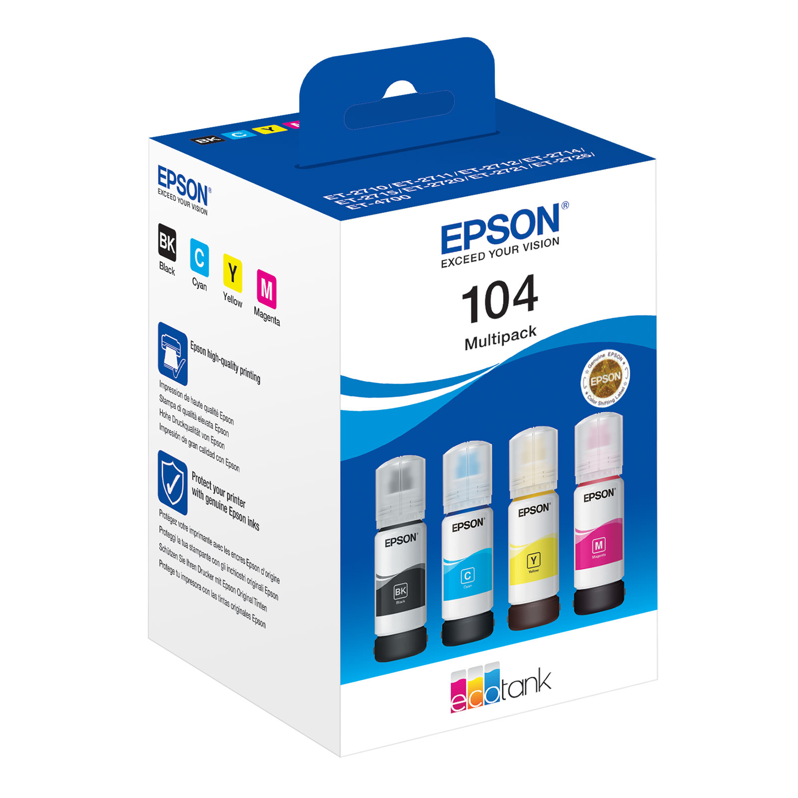 Epson 104 EcoTank 4-colour Multipack Tintenflaschen Cyan/Magenta/Gelb/Schwarz