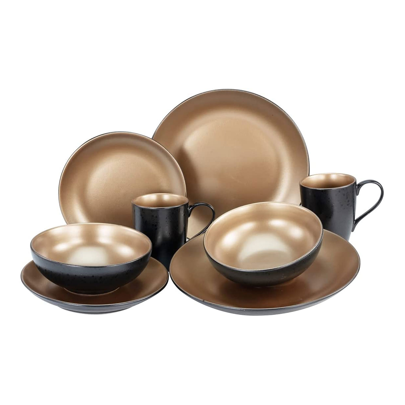 CreaTable, 23598, Serie GLAMOUR - Gold, Geschirrset, Kombiservice 16 teilig