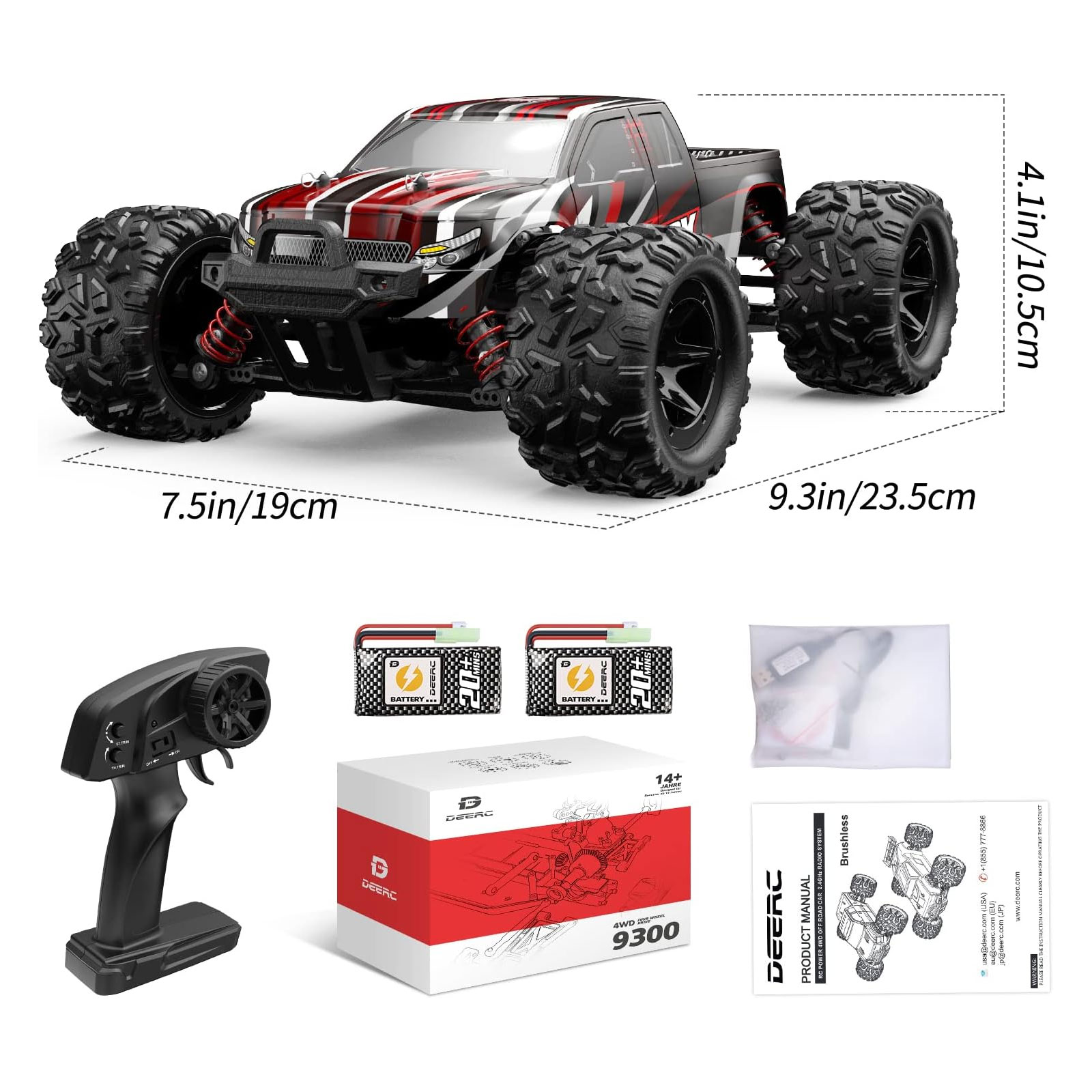 DEERC 9300 Ferngesteuertes Auto für Kinder,1/18 RC Car 4WD mit 40 km/h