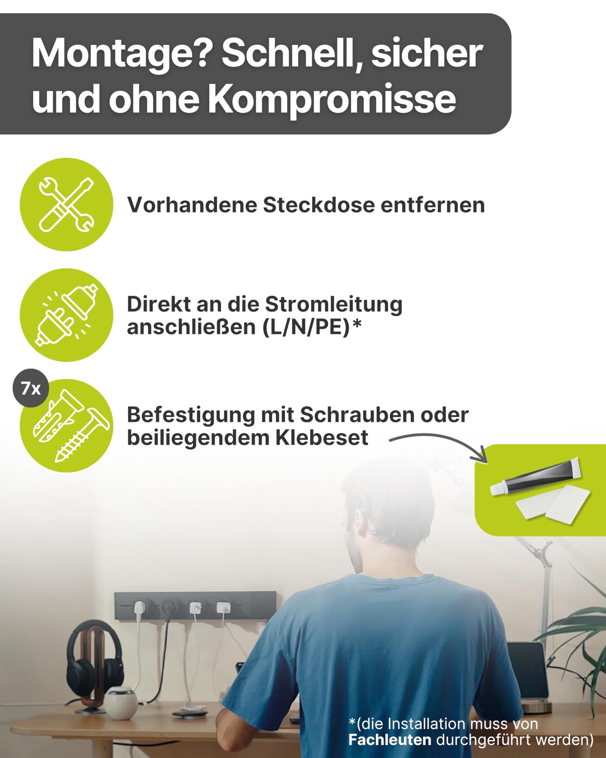 SCHWAIGER Steckdosenadapter für modulare Stromschiene Haushaltsstecker